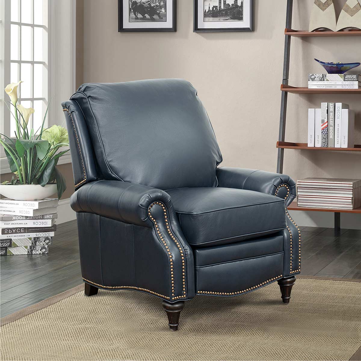 Barcalounger Avery Recliner Chair - Shoreham Blue/All Leather
