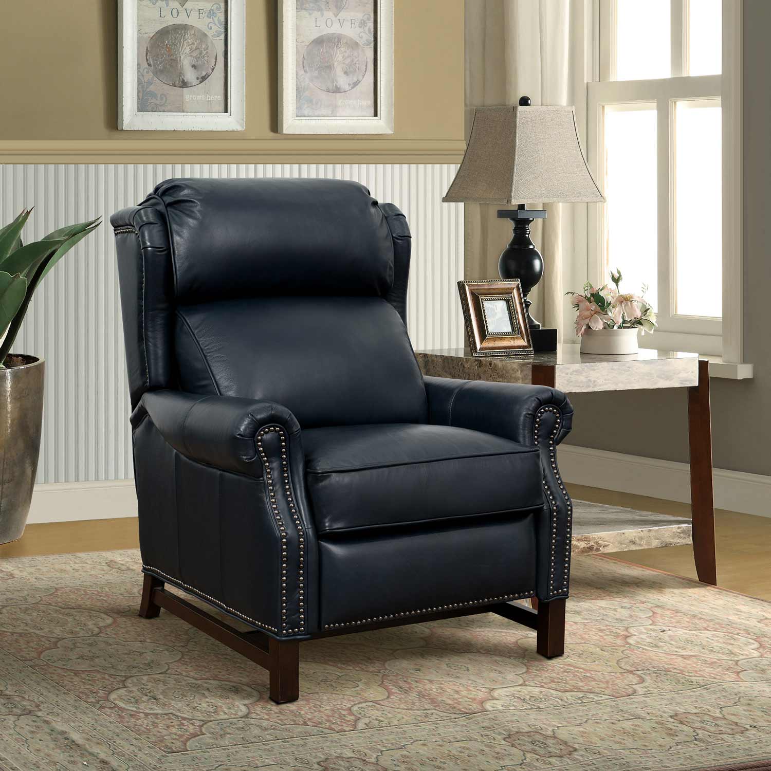 Barcalounger Thornfield Recliner Chair - Shoreham Blue/All Leather