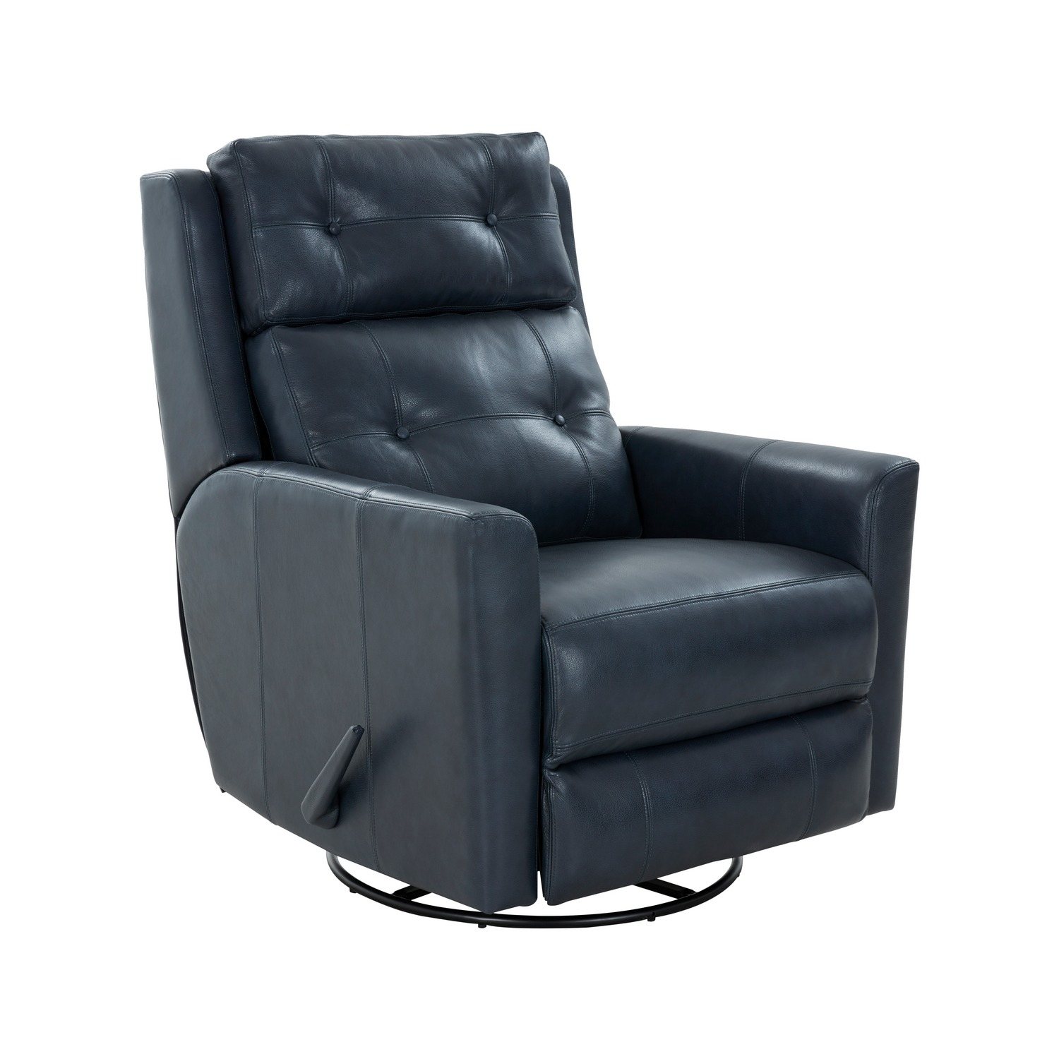 Barcalounger Marconi Swivel Glider Recliner Chair - Barone Navy Blue/All Leather