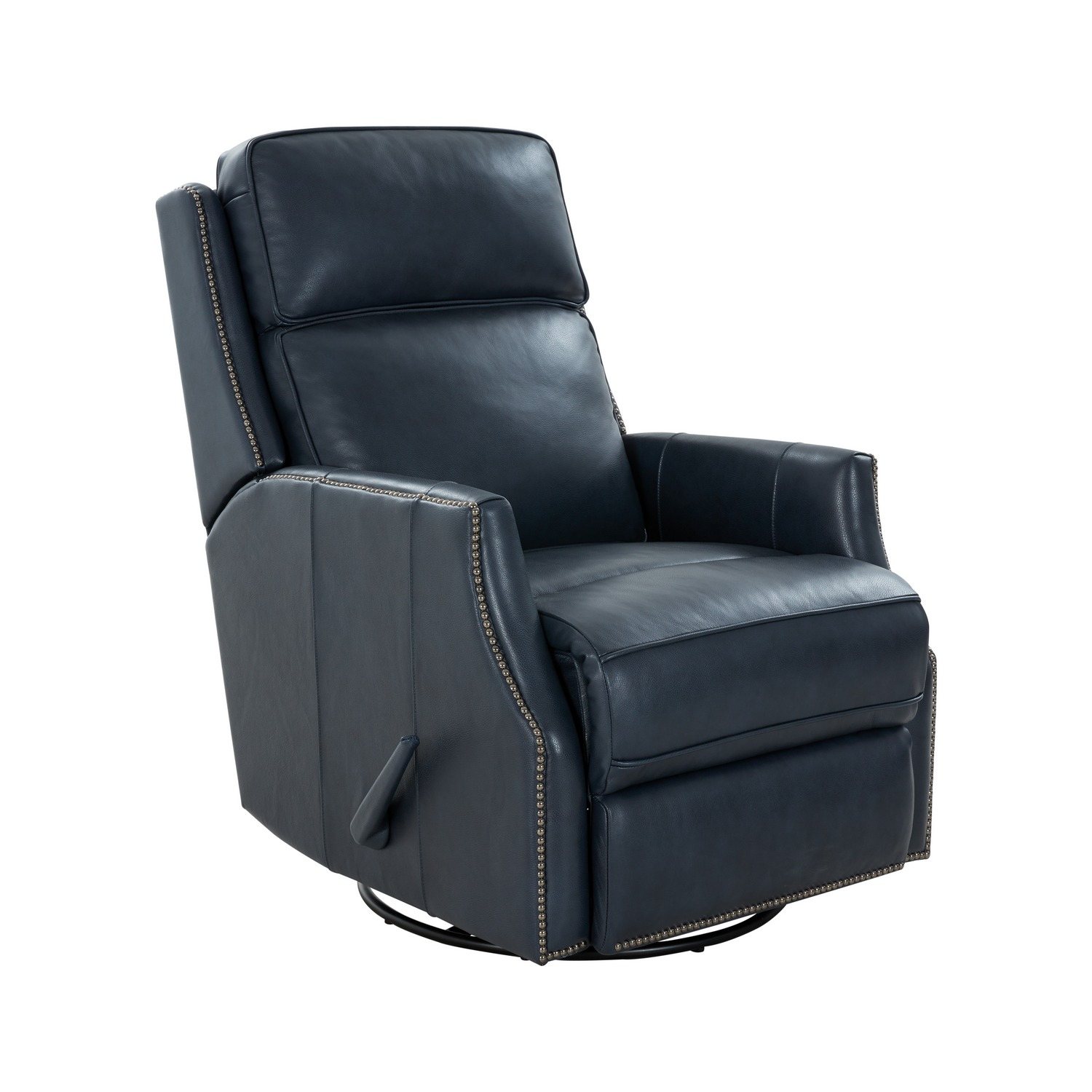 Barcalounger Aniston Swivel Glider Recliner Chair - Barone Navy Blue/All Leather