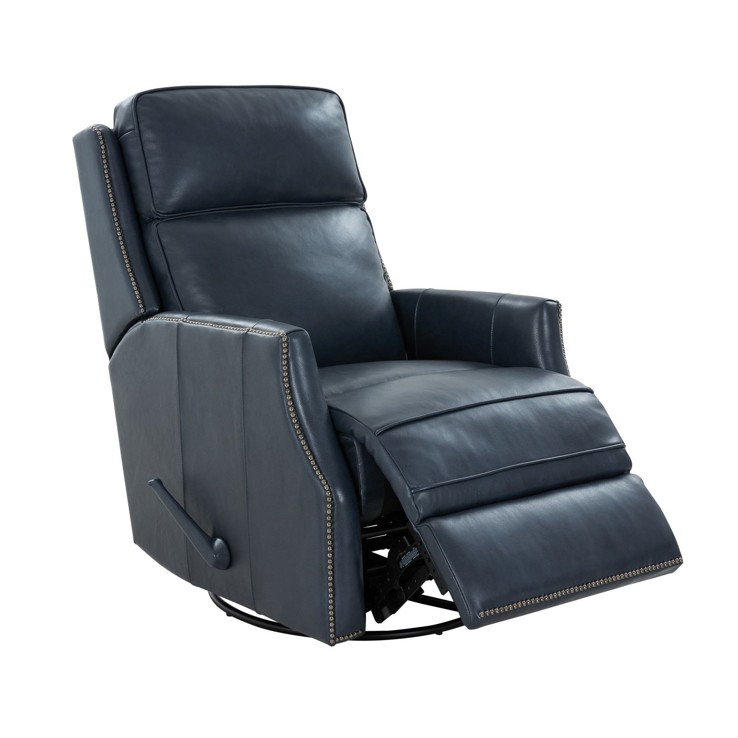 Barcalounger Aniston Swivel Glider Recliner Chair - Barone Navy Blue/All Leather