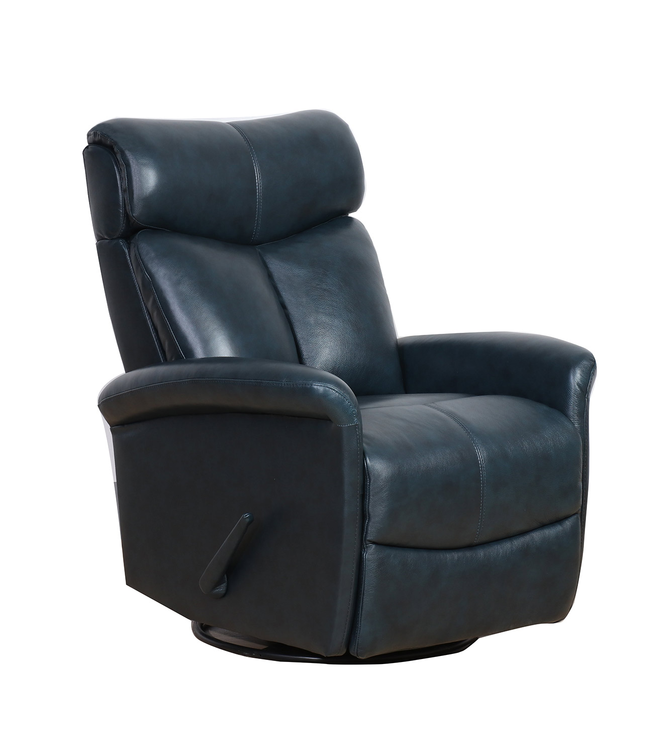 Barcalounger Diego Swivel Glider Recliner Chair - Ryegate Sapphire Blue/Leather Match