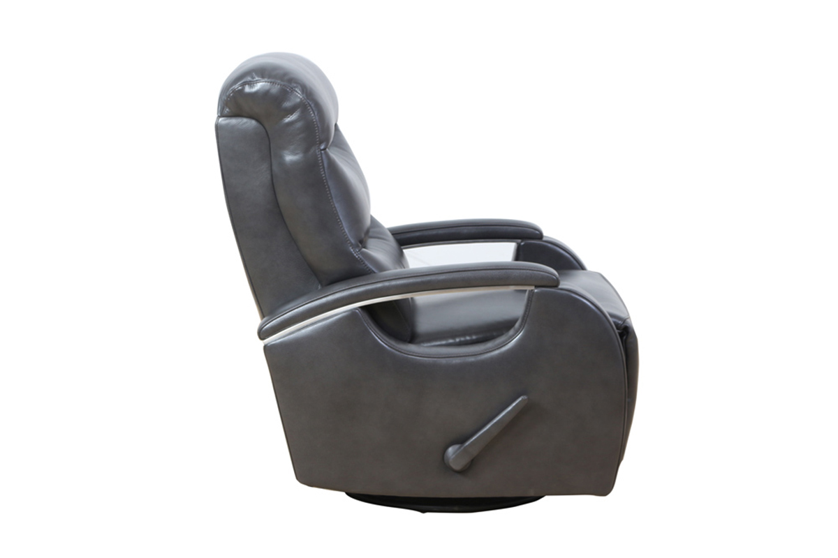 Barcalounger Fallon Swivel Glider Recliner Chair - Ryegate Gray/leather match