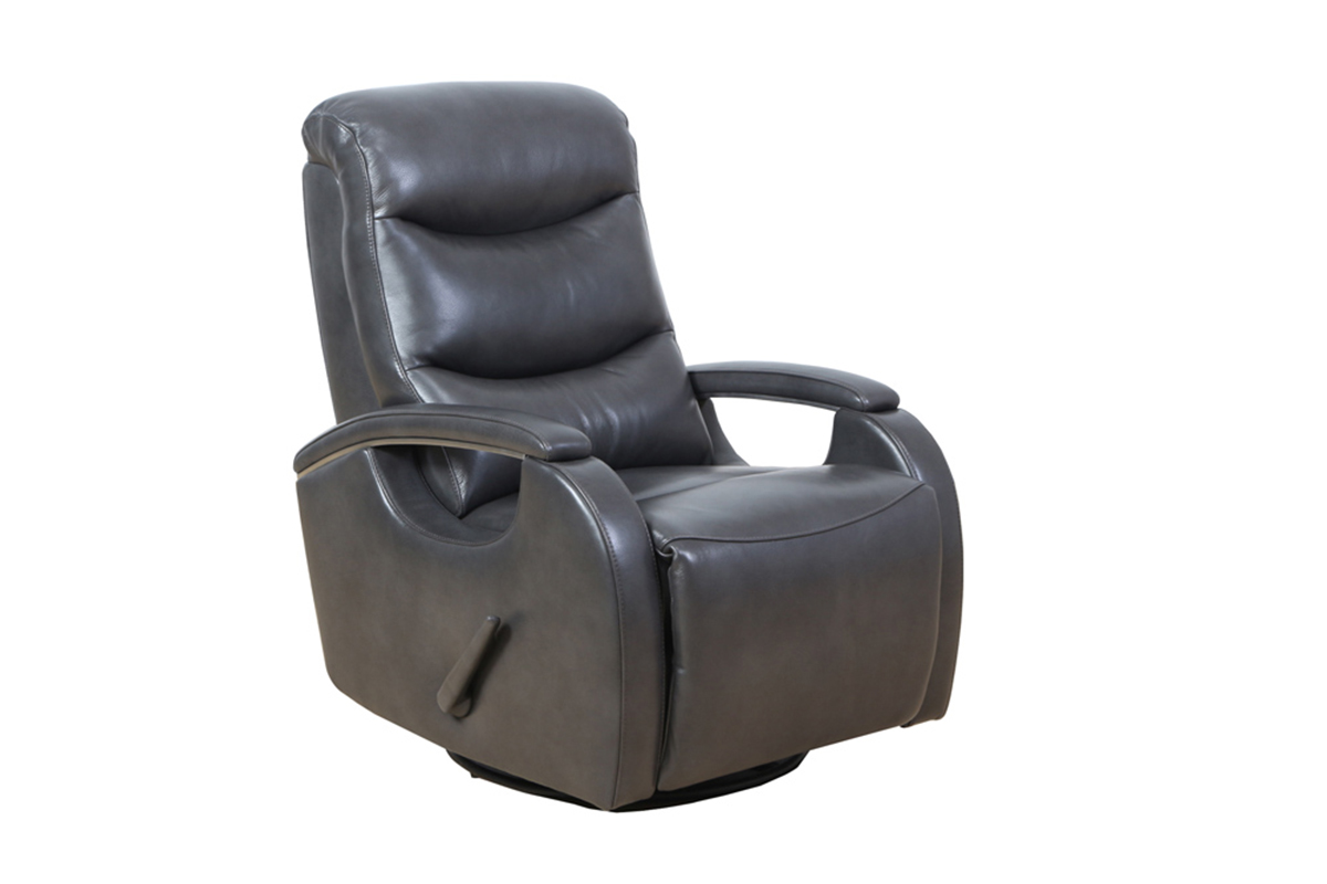Barcalounger Fallon Swivel Glider Recliner Chair - Ryegate Gray/leather match