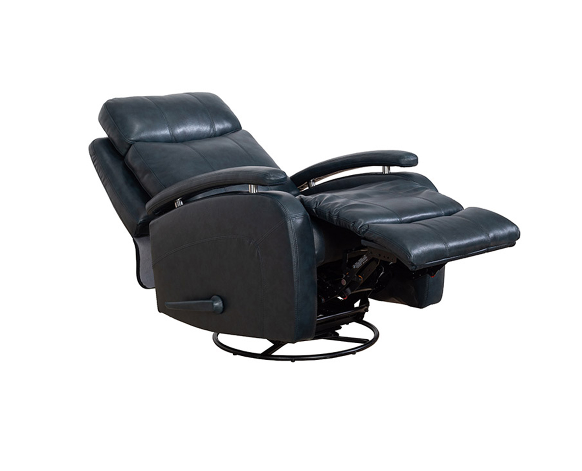 Barcalounger Duffy Swivel Glider Recliner Chair - Ryegate Sapphire Blue/Leather Match