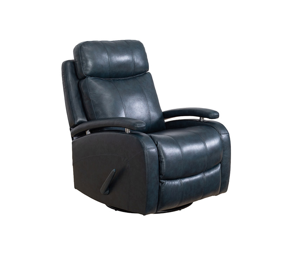 Barcalounger Duffy Swivel Glider Recliner Chair - Ryegate Sapphire Blue/Leather Match