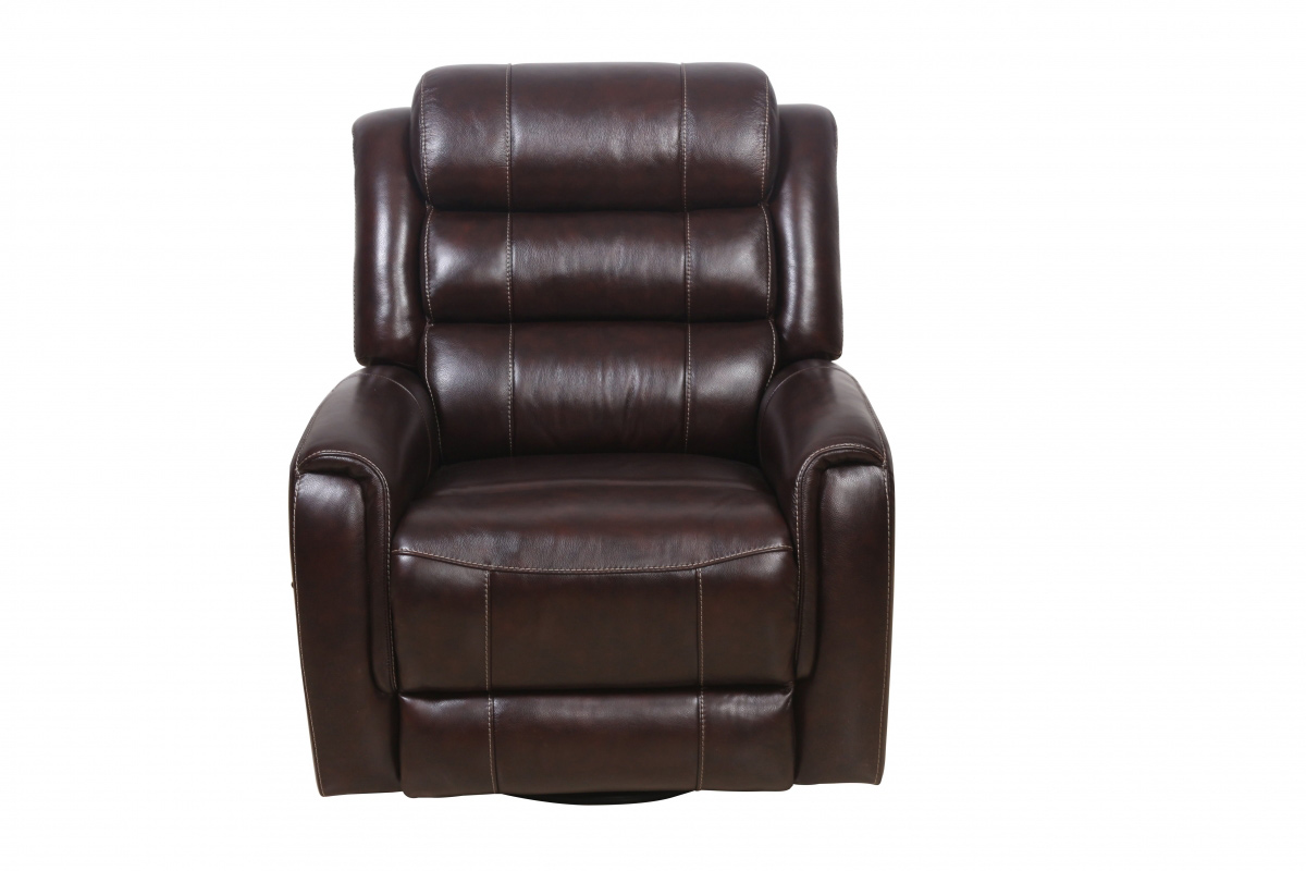 Barcalounger Cartney Swivel Glider Recliner Chair - Ryegate Raisin/Leather Match