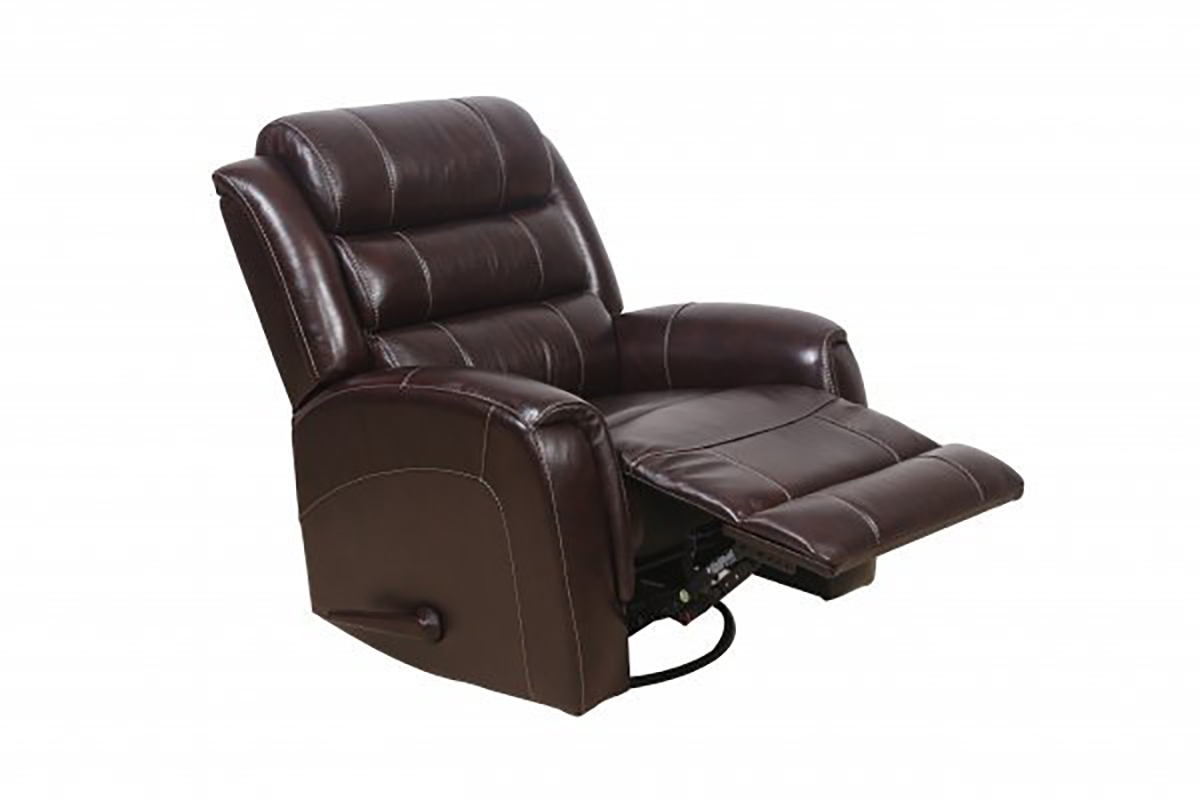 Barcalounger Cartney Swivel Glider Recliner Chair - Ryegate Raisin/Leather Match