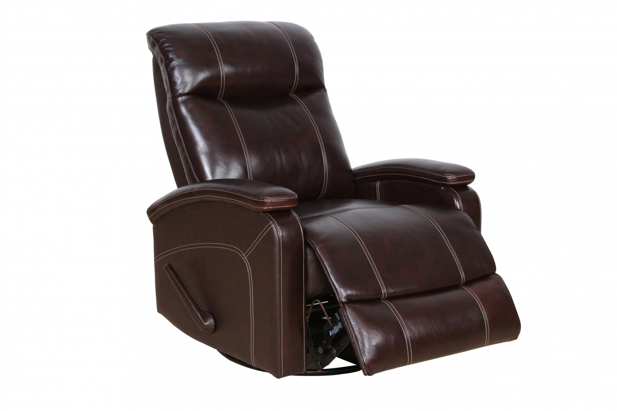Barcalounger Davington Swivel Glider Recliner Chair - Ryegate Raisin/Leather Match