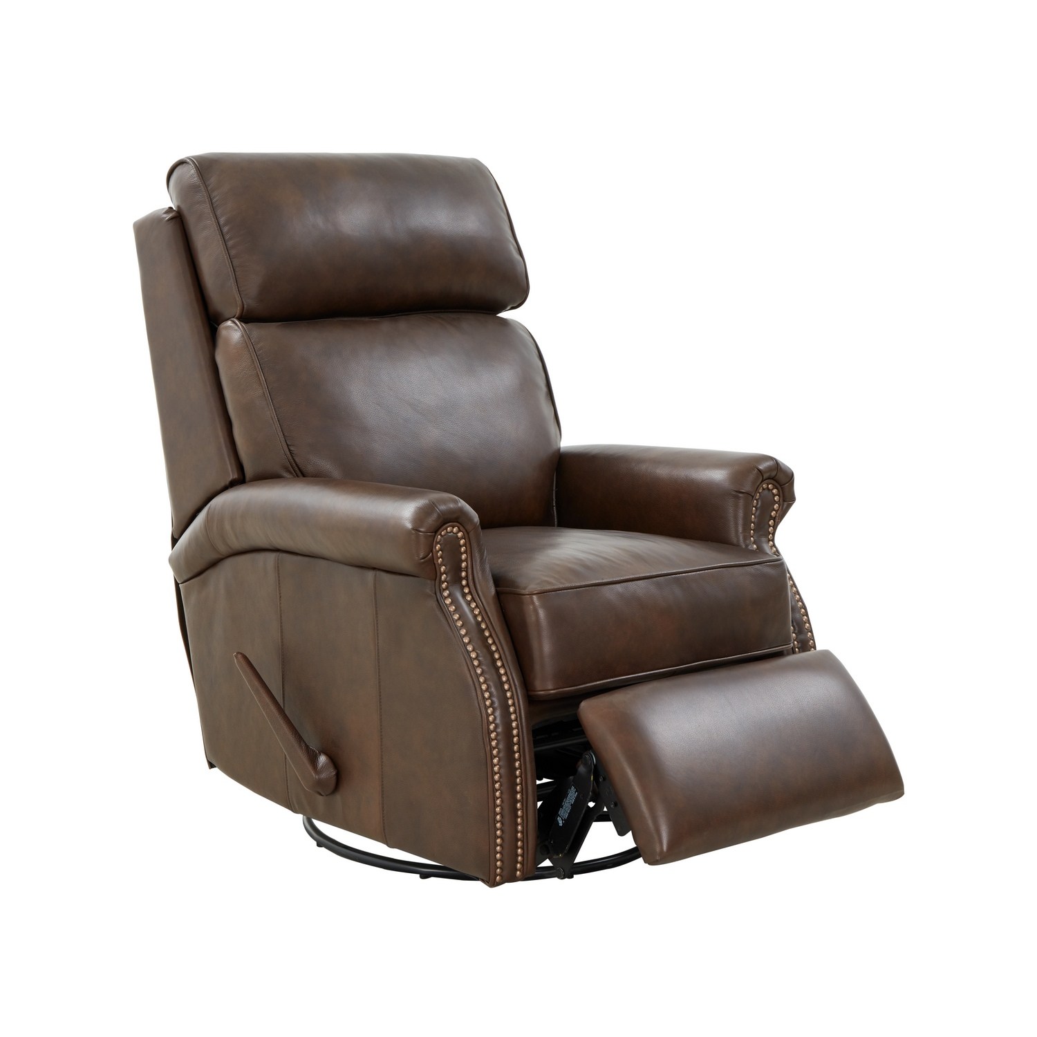 Barcalounger Crews Swivel Glider Recliner Chair - Ashford Walnut/All Leather