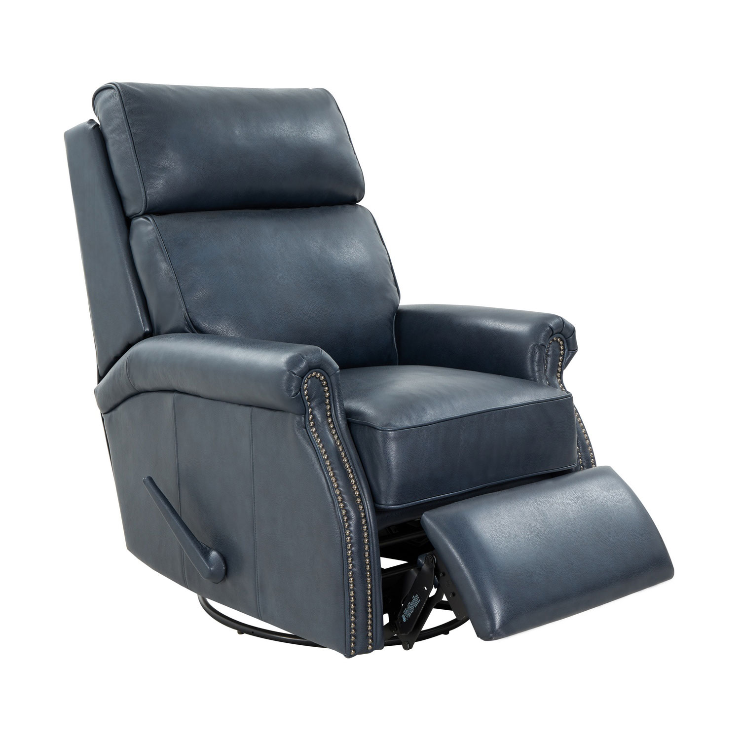 Barcalounger Crews Swivel Glider Recliner Chair - Barone Navy Blue/All Leather