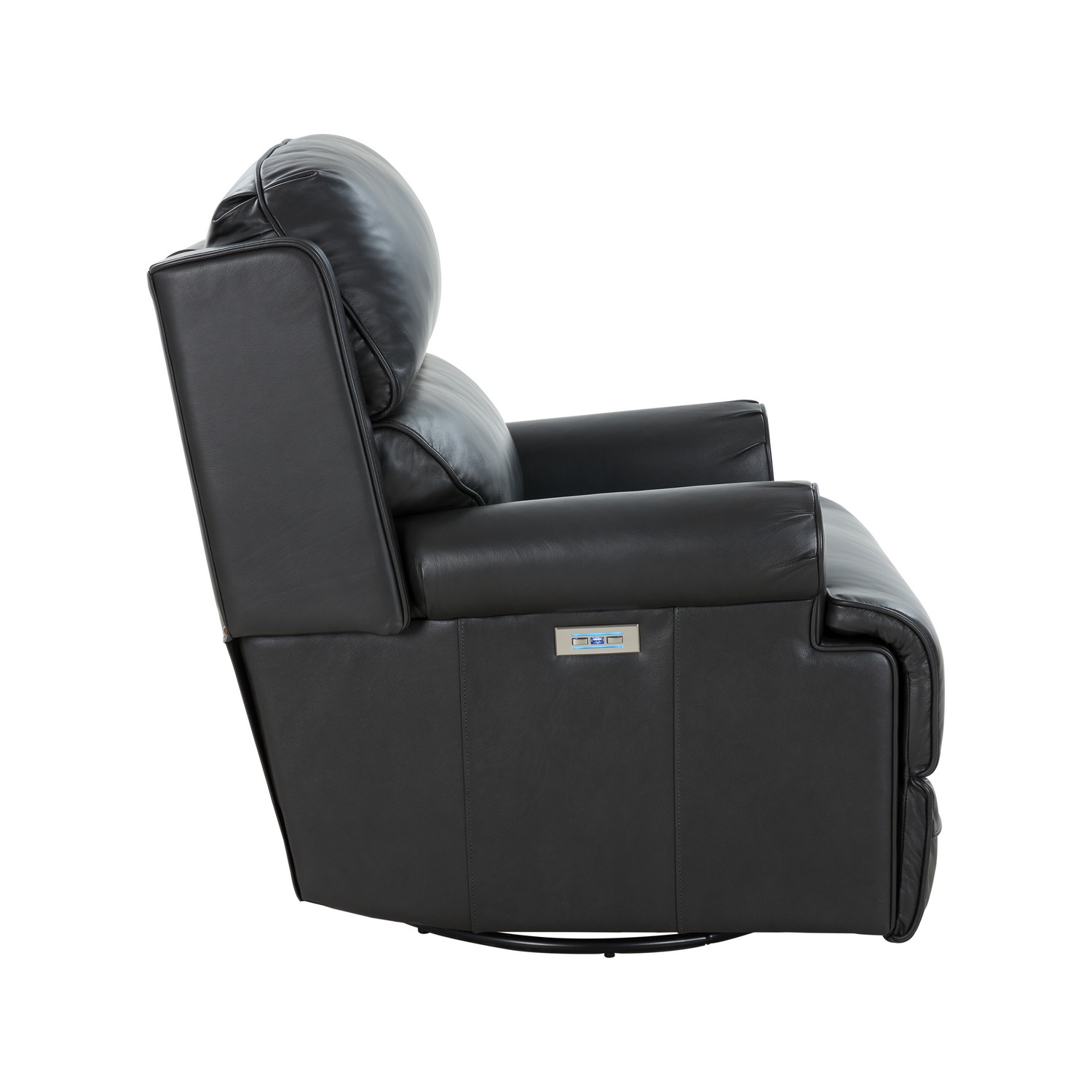 Barcalounger The Club Power Swivel Glider Recliner Chair - Shoreham Gray/All Leather