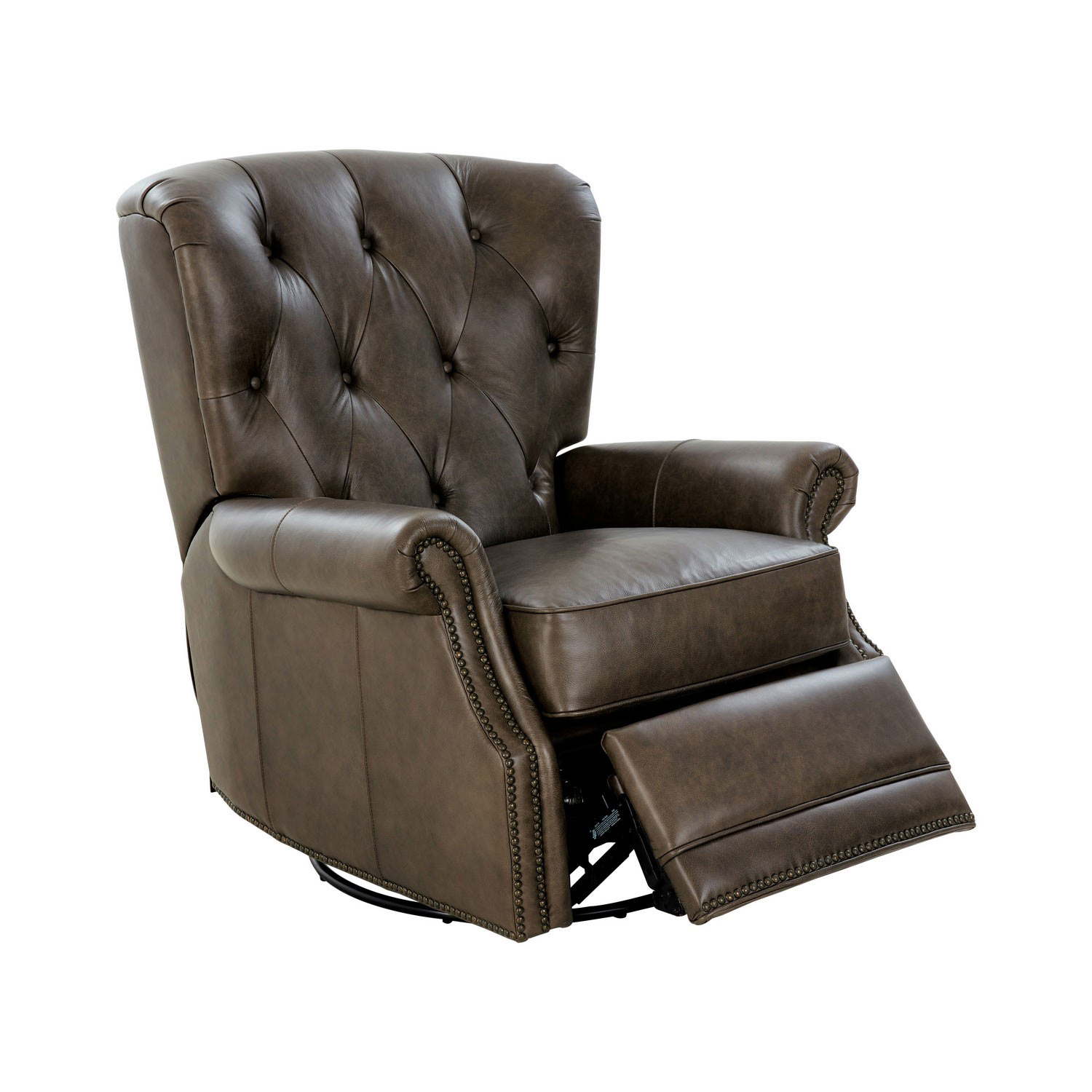 Barcalounger Heritage Power Swivel Glider Recliner Chair - Bennington Fudge/All Leather