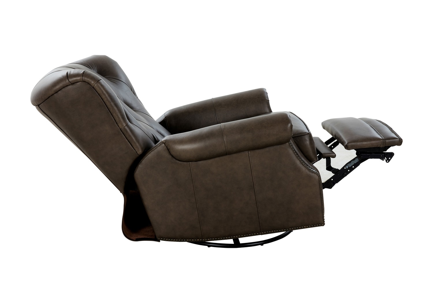 Barcalounger Heritage Power Swivel Glider Recliner Chair - Bennington Fudge/All Leather