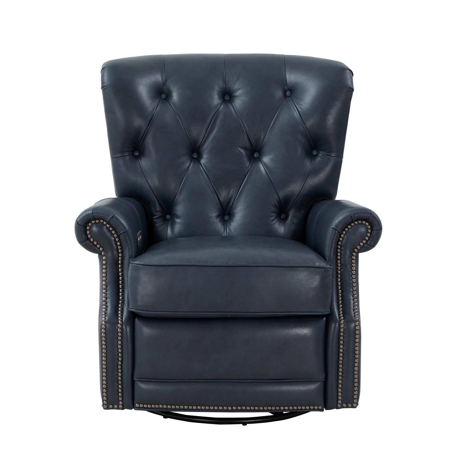 Barcalounger Heritage Power Swivel Glider Recliner Chair - Barone Navy Blue/All Leather