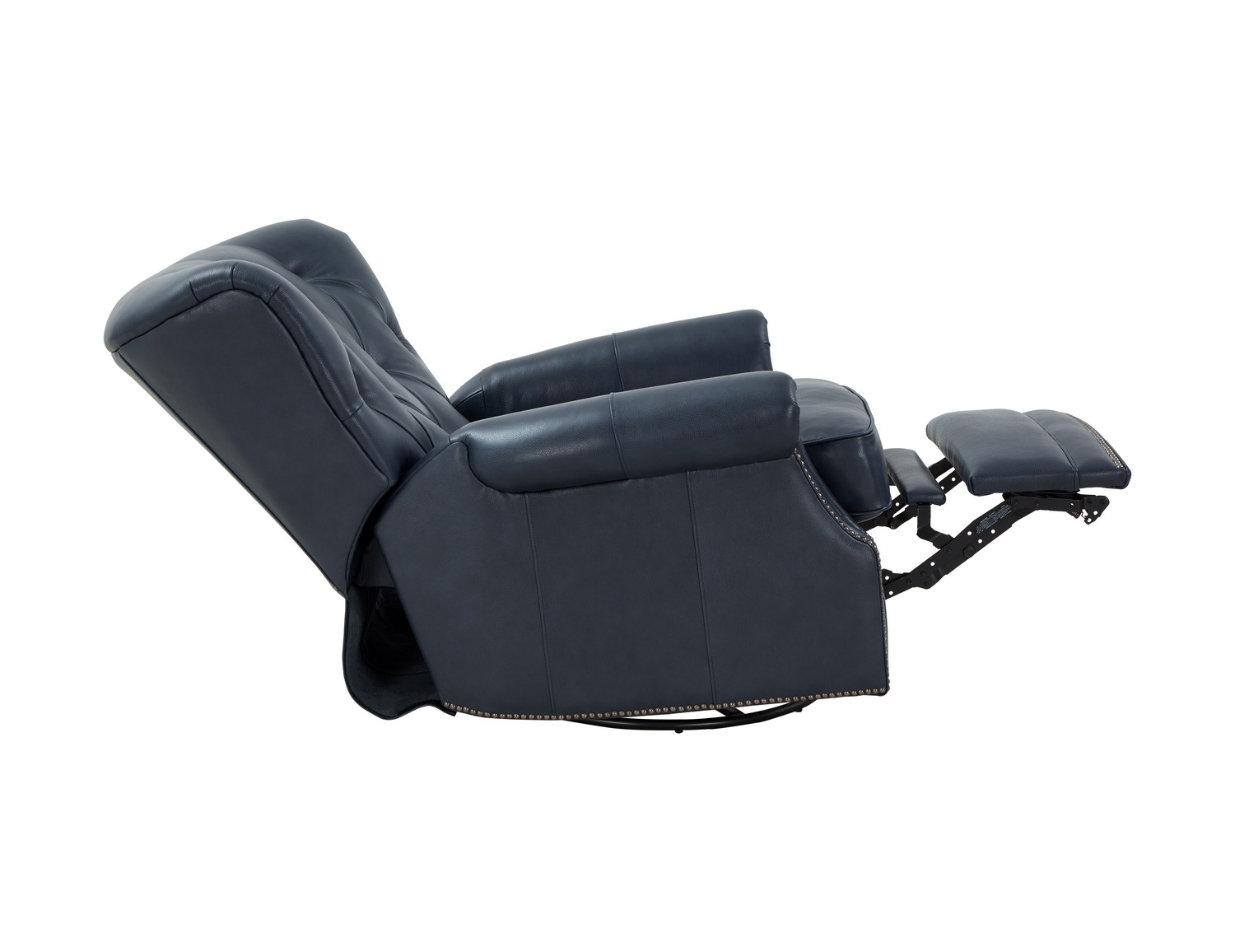 Barcalounger Heritage Power Swivel Glider Recliner Chair - Barone Navy Blue/All Leather