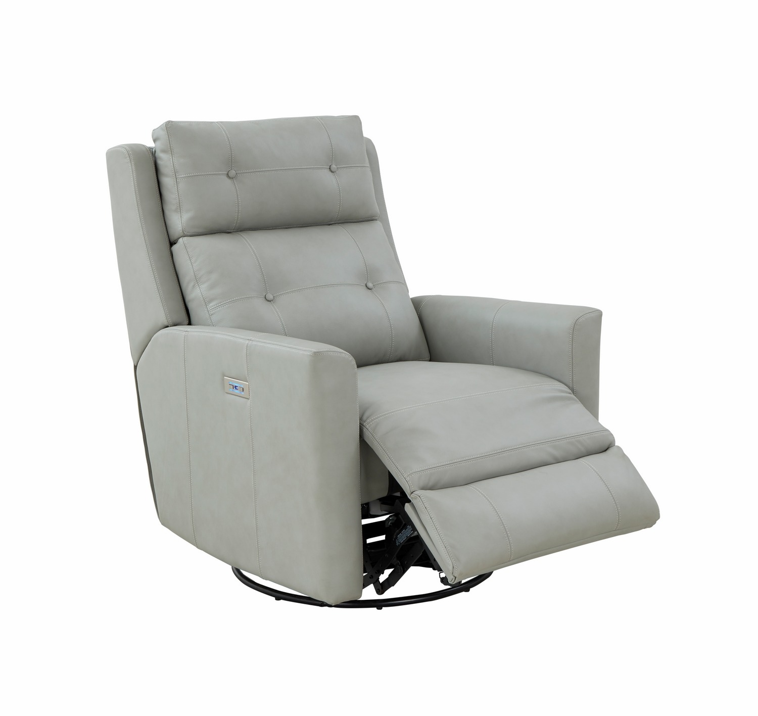 Barcalounger Marconi Power Swivel Glider Recliner Chair with Power Head Rest - Corbett Chromium/All Leather