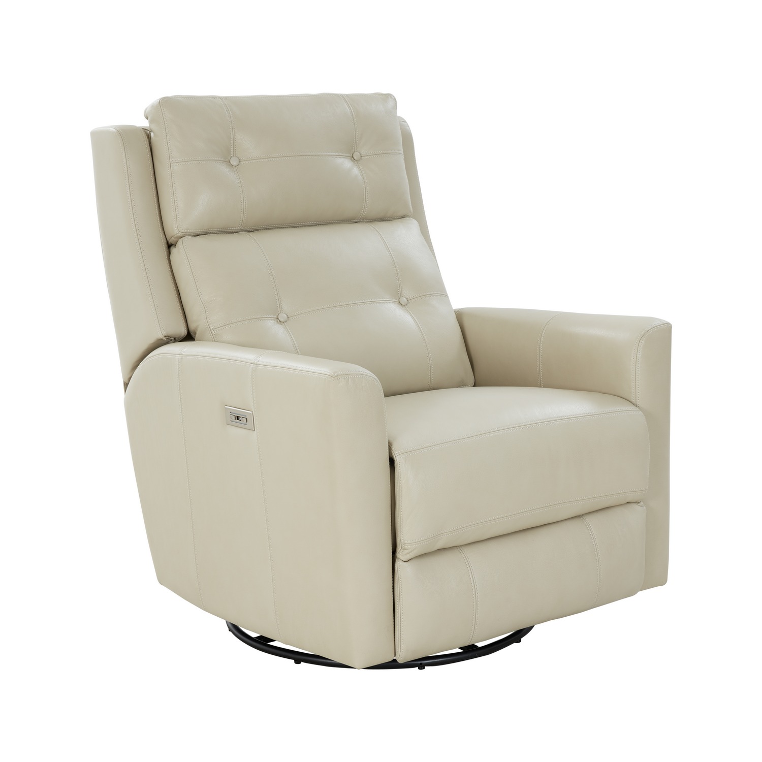 Barcalounger Marconi Power Swivel Glider Recliner Chair with Power Head Rest - Barone Parchment/All Leather