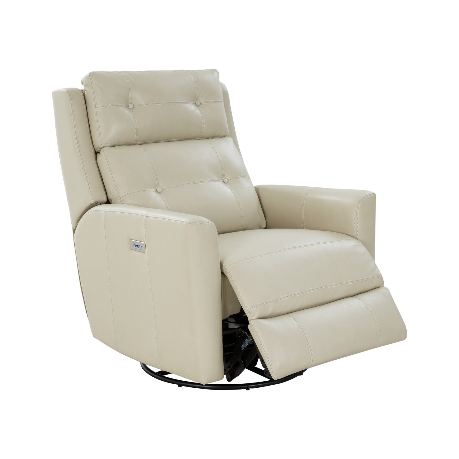 Barcalounger Marconi Power Swivel Glider Recliner Chair with Power Head Rest - Barone Parchment/All Leather
