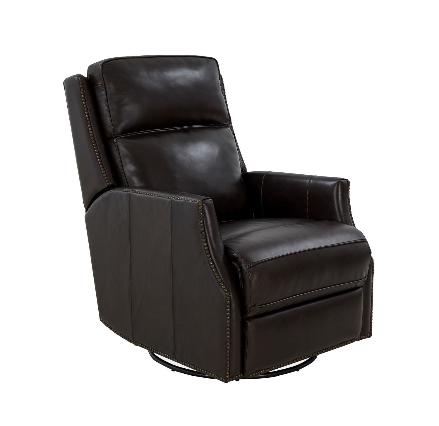 Barcalounger Aniston Power Swivel Glider Recliner Chair with Power Head Rest - Bennington Fudge/All Leather