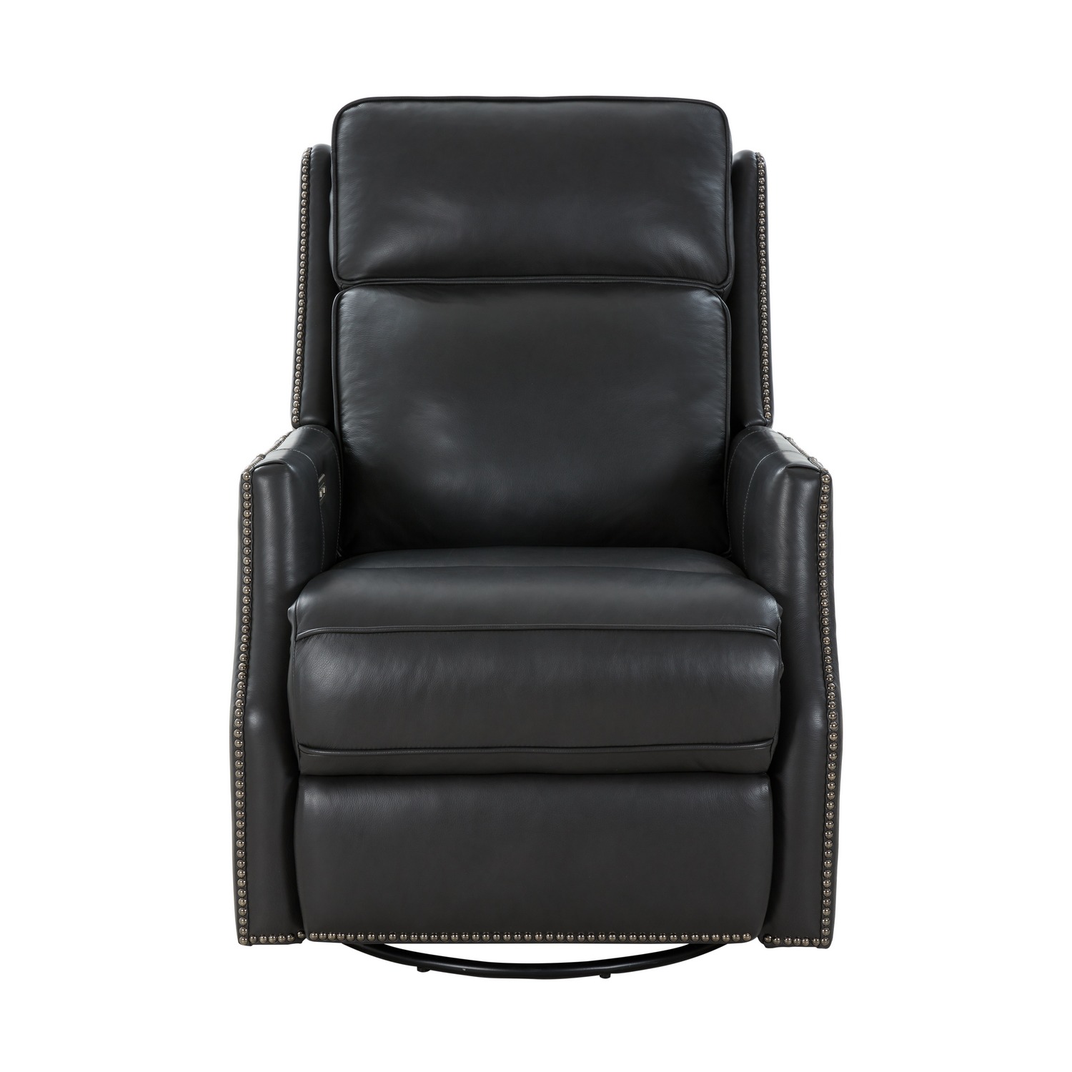 Barcalounger Aniston Power Swivel Glider Recliner Chair with Power Head Rest - Shoreham Gray/All Leather