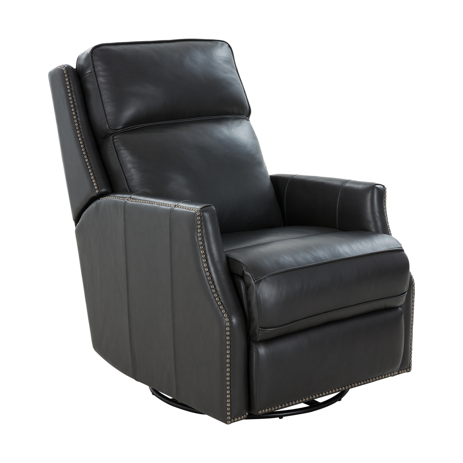 Barcalounger Aniston Power Swivel Glider Recliner Chair with Power Head Rest - Shoreham Gray/All Leather