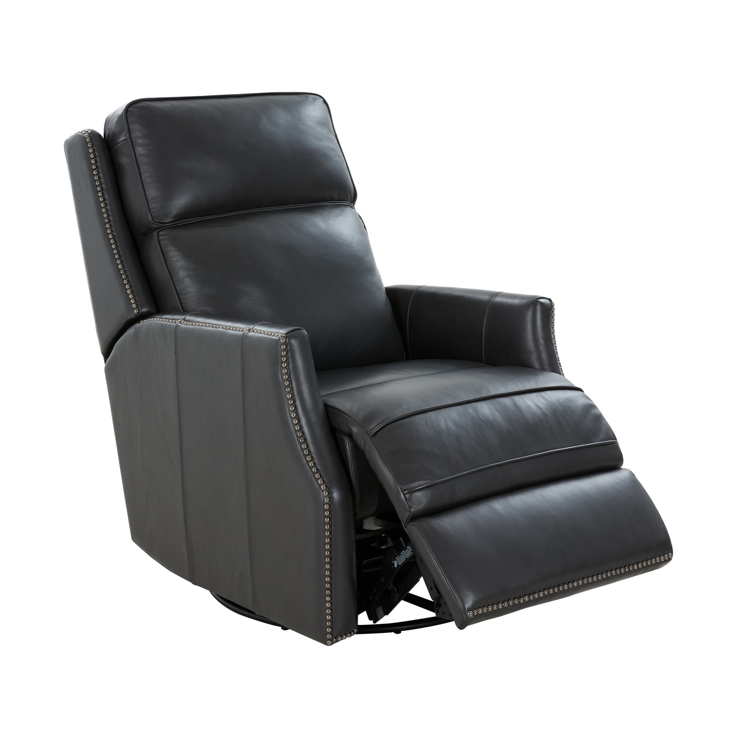 Barcalounger Aniston Power Swivel Glider Recliner Chair with Power Head Rest - Shoreham Gray/All Leather