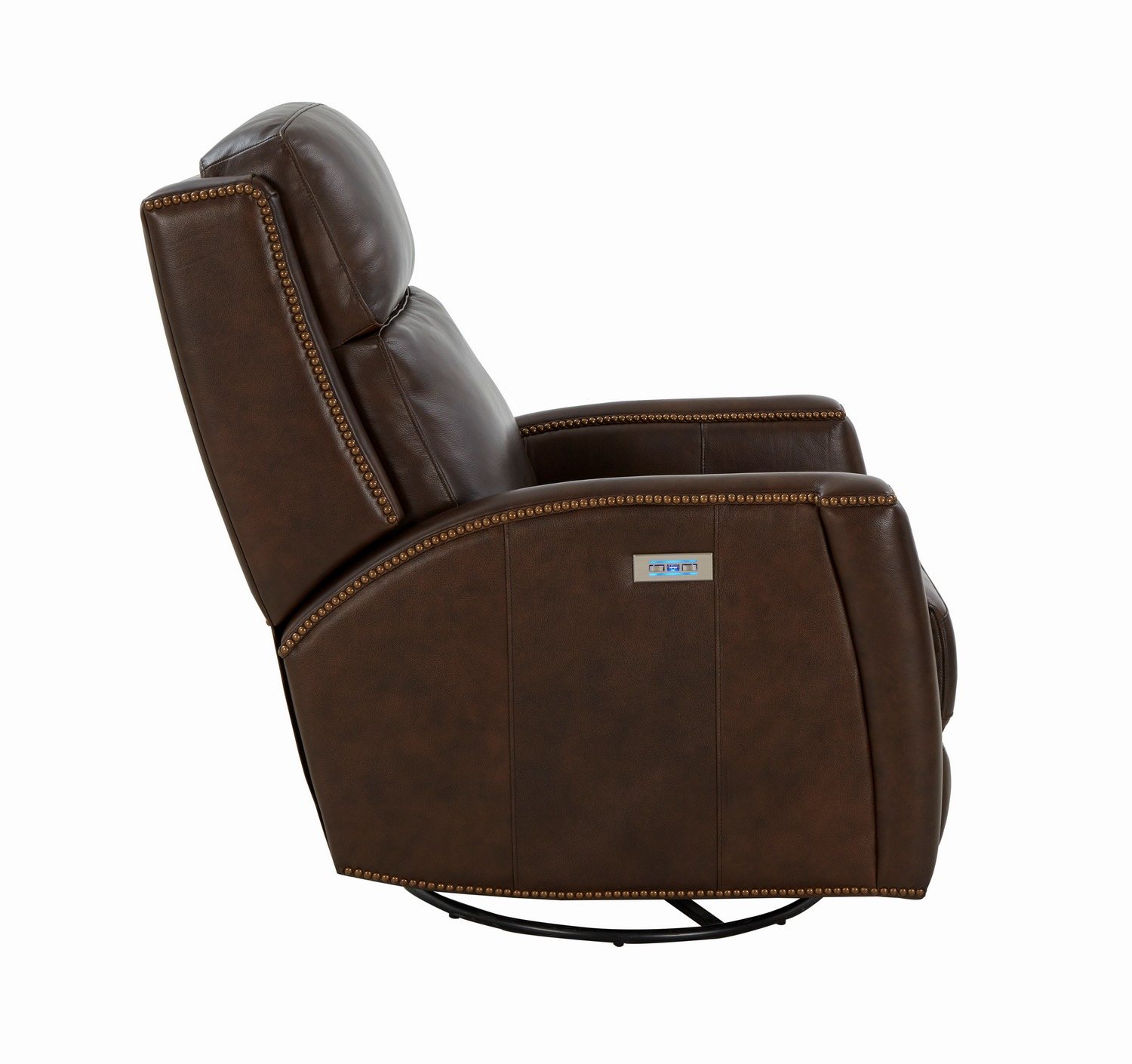 Barcalounger Brandt Power Swivel Glider Recliner Chair with Power Head Rest - Ashford Walnut/All Leather