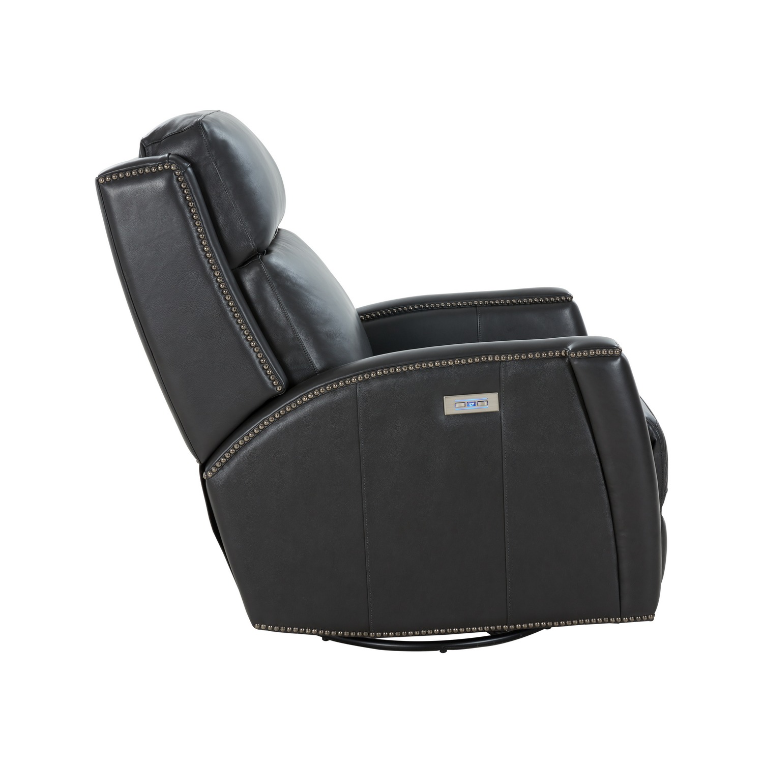 Barcalounger Brandt Power Swivel Glider Recliner Chair with Power Head Rest - Shoreham Gray/All Leather