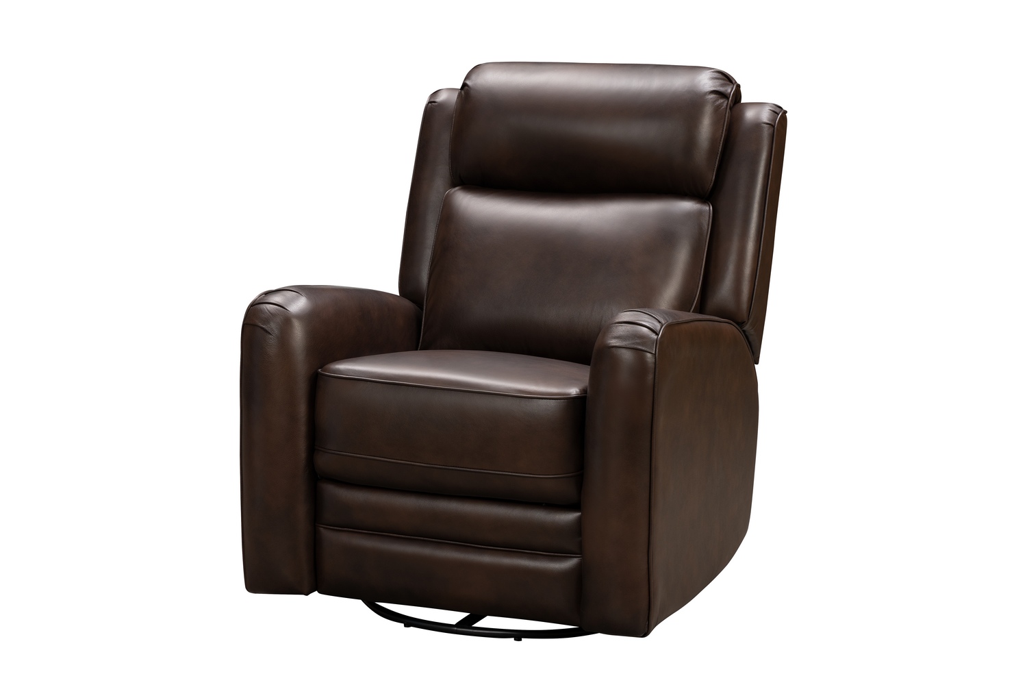 Barcalounger Kennedy Big and Tall Power Swivel Recliner Chair with Power Head Rest - Tonya Brown/Leather Match