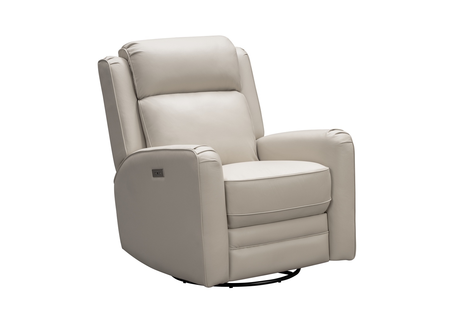 Barcalounger Kennedy Big and Tall Power Swivel Recliner Chair with Power Head Rest - Laurel Cream/Leather Match