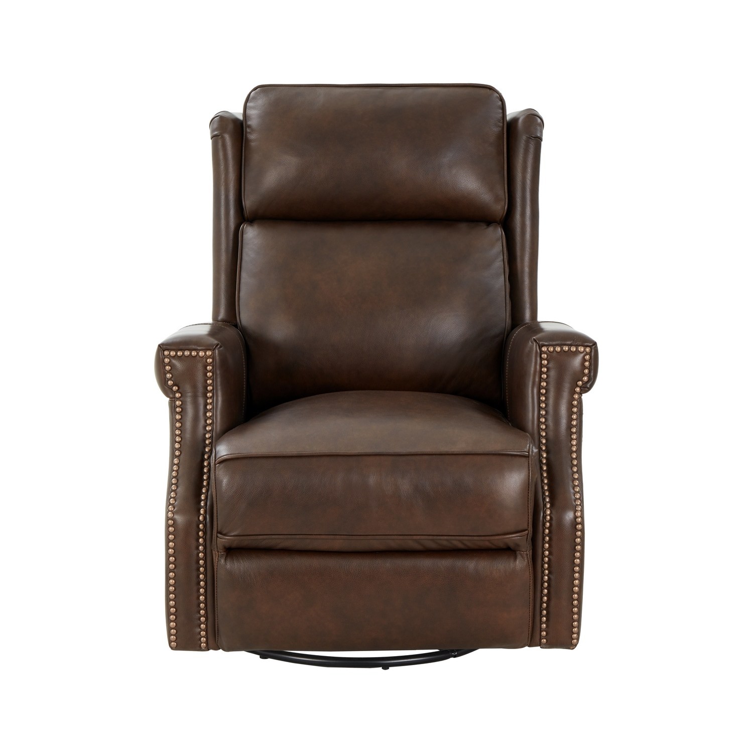 Barcalounger Brookmore Swivel Glider Recliner Chair with Power Recline and Power Head Rest - Ashford Walnut/All Leather