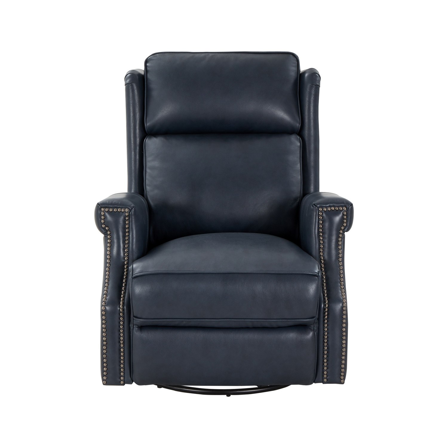 Barcalounger Brookmore Swivel Glider Recliner Chair with Power Recline and Power Head Rest - Barone Navy Blue/All Leather