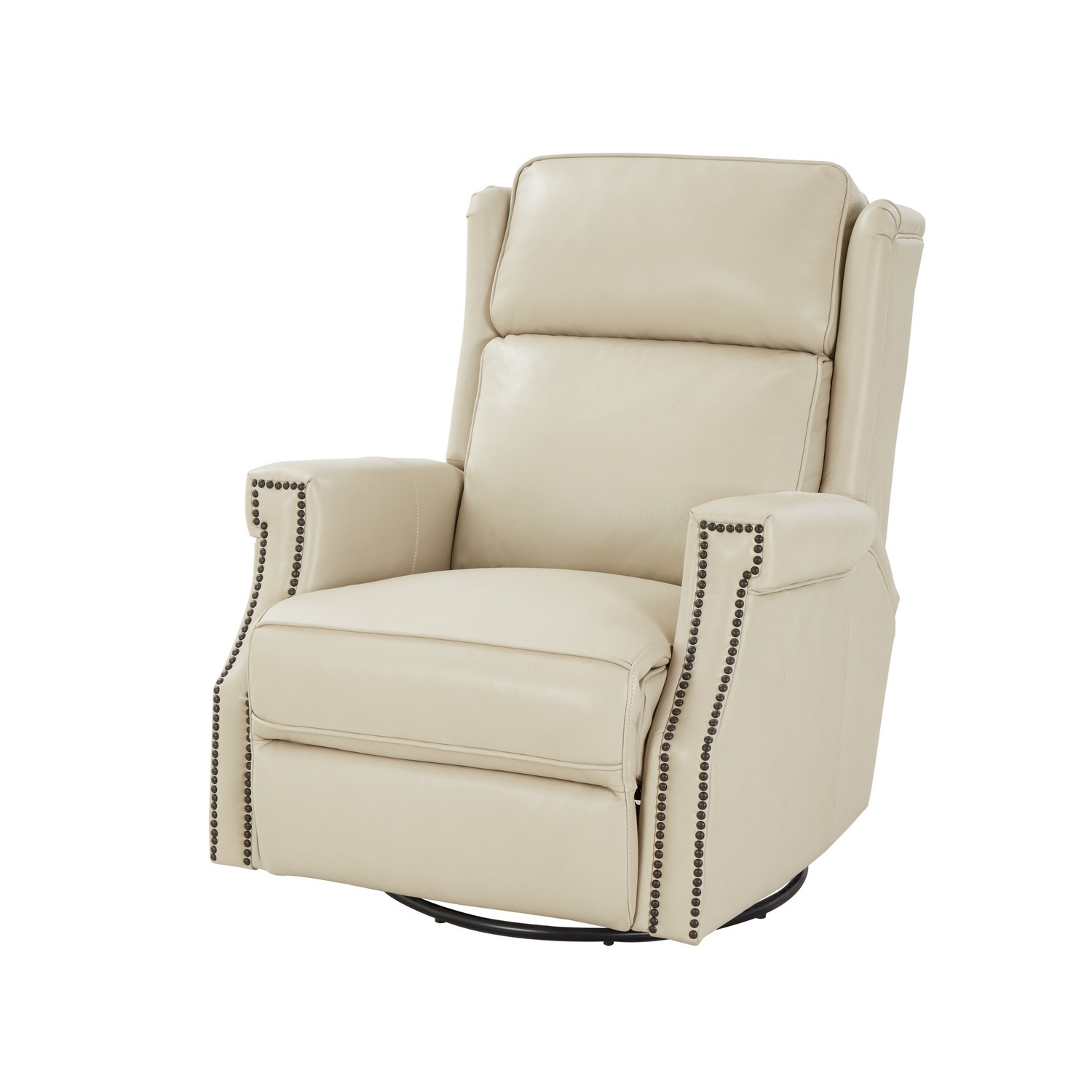 Barcalounger Brookmore Swivel Glider Recliner Chair with Power Recline and Power Head Rest - Barone Parchment/All Leather