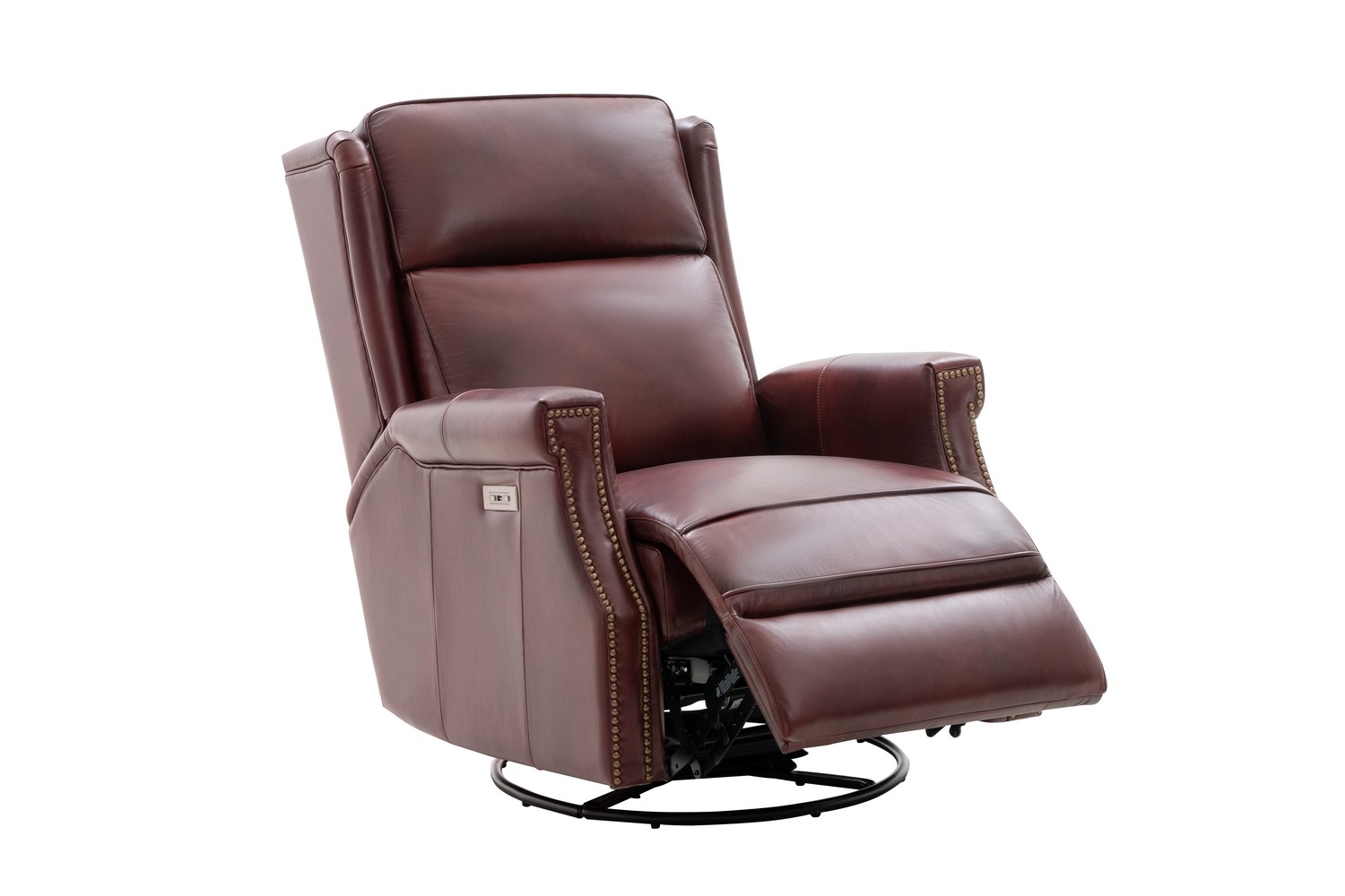 Barcalounger Brookmore Swivel Glider Recliner Chair with Power Recline and Power Head Rest - Emerson Sangria/Top Grain Leather