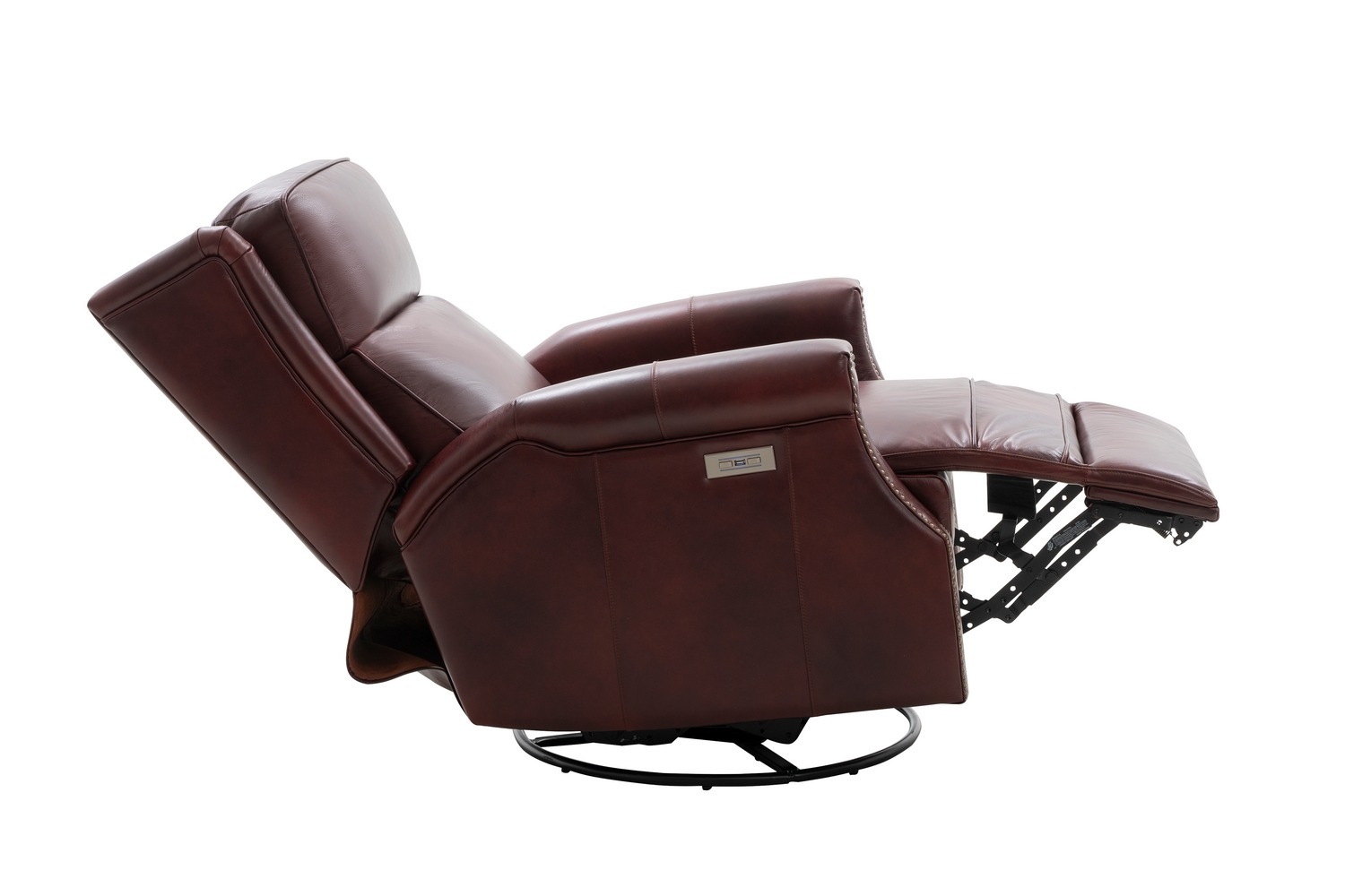 Barcalounger Brookmore Swivel Glider Recliner Chair with Power Recline and Power Head Rest - Emerson Sangria/Top Grain Leather