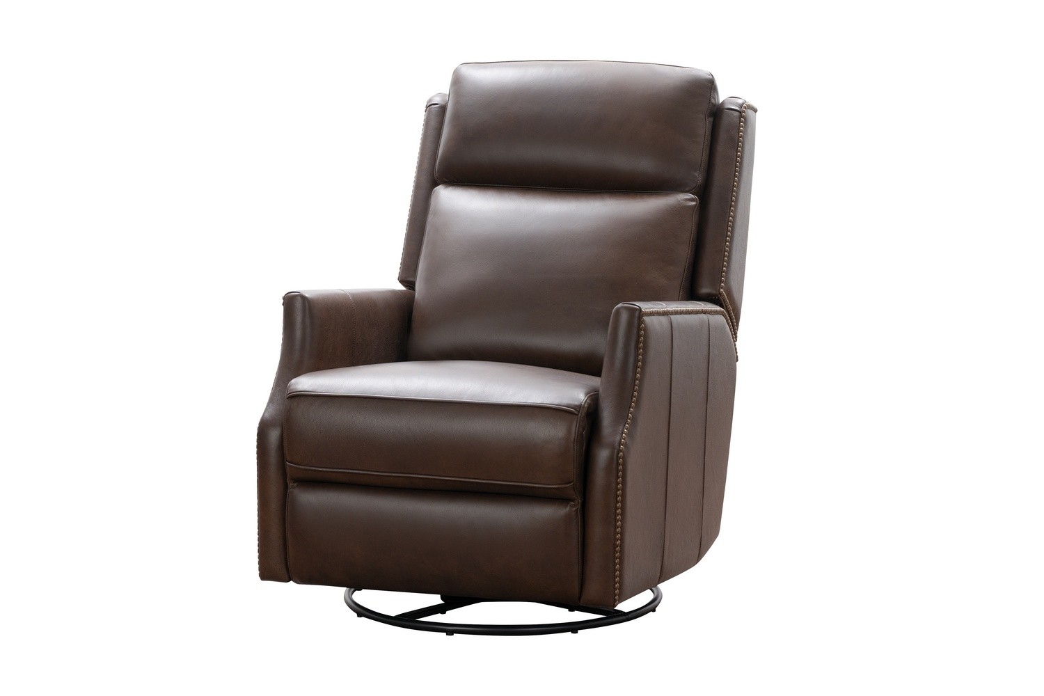 Barcalounger Cavill Swivel Glider Recliner Chair with Power Recline and Power Head Rest - Ashford Walnut/All Leather