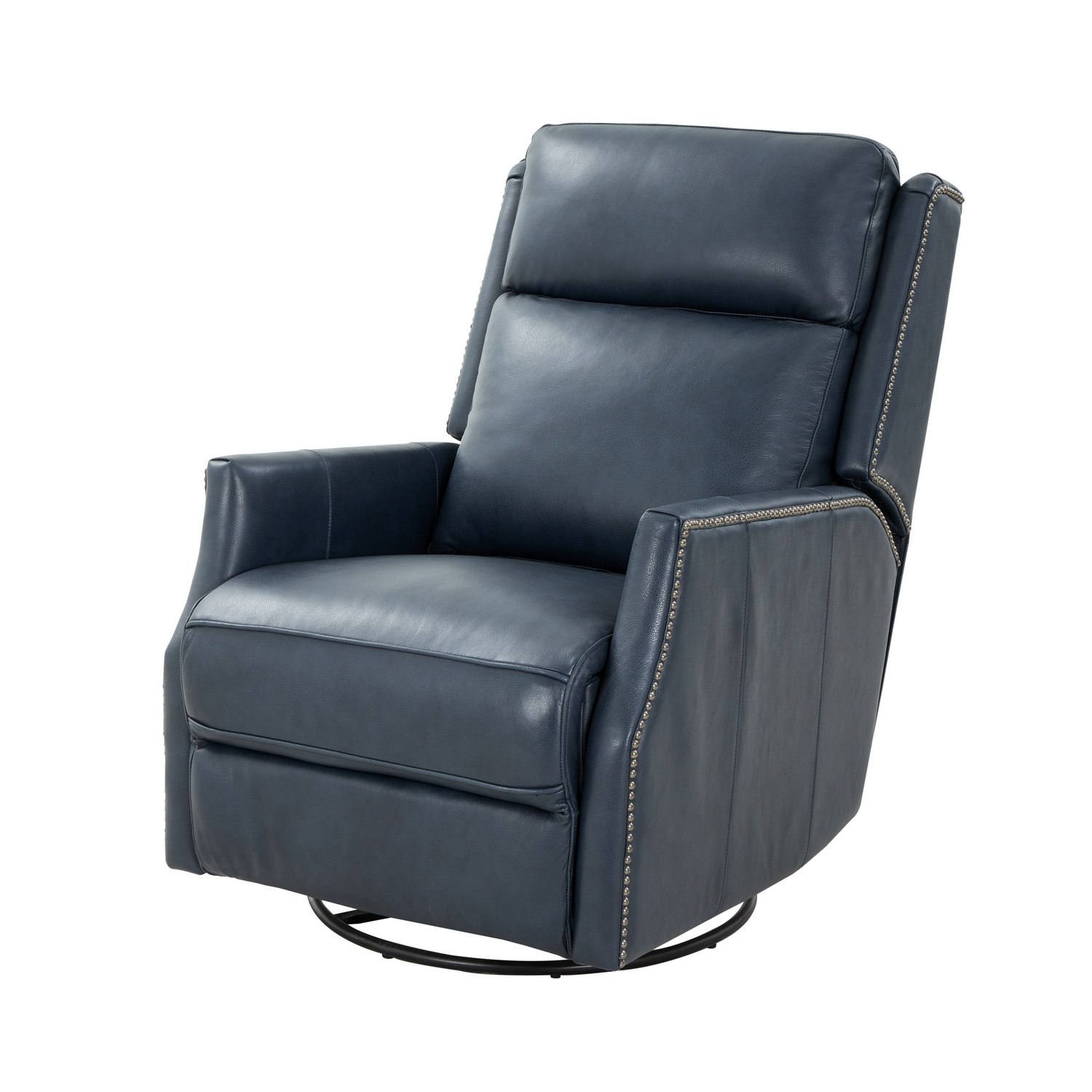 Barcalounger Cavill Swivel Glider Recliner Chair with Power Recline and Power Head Rest - Barone Navy Blue/All Leather