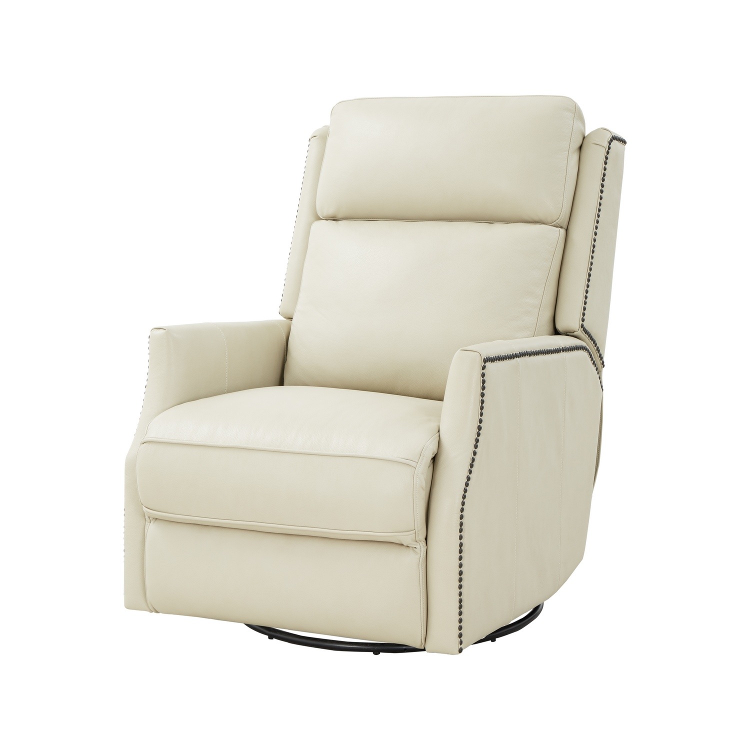 Barcalounger Cavill Swivel Glider Recliner Chair with Power Recline and Power Head Rest - Barone Parchment/All Leather