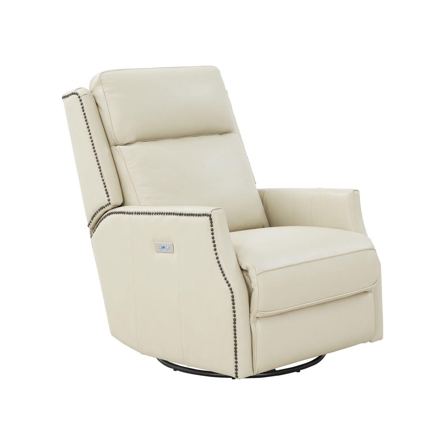 Barcalounger Cavill Swivel Glider Recliner Chair with Power Recline and Power Head Rest - Barone Parchment/All Leather