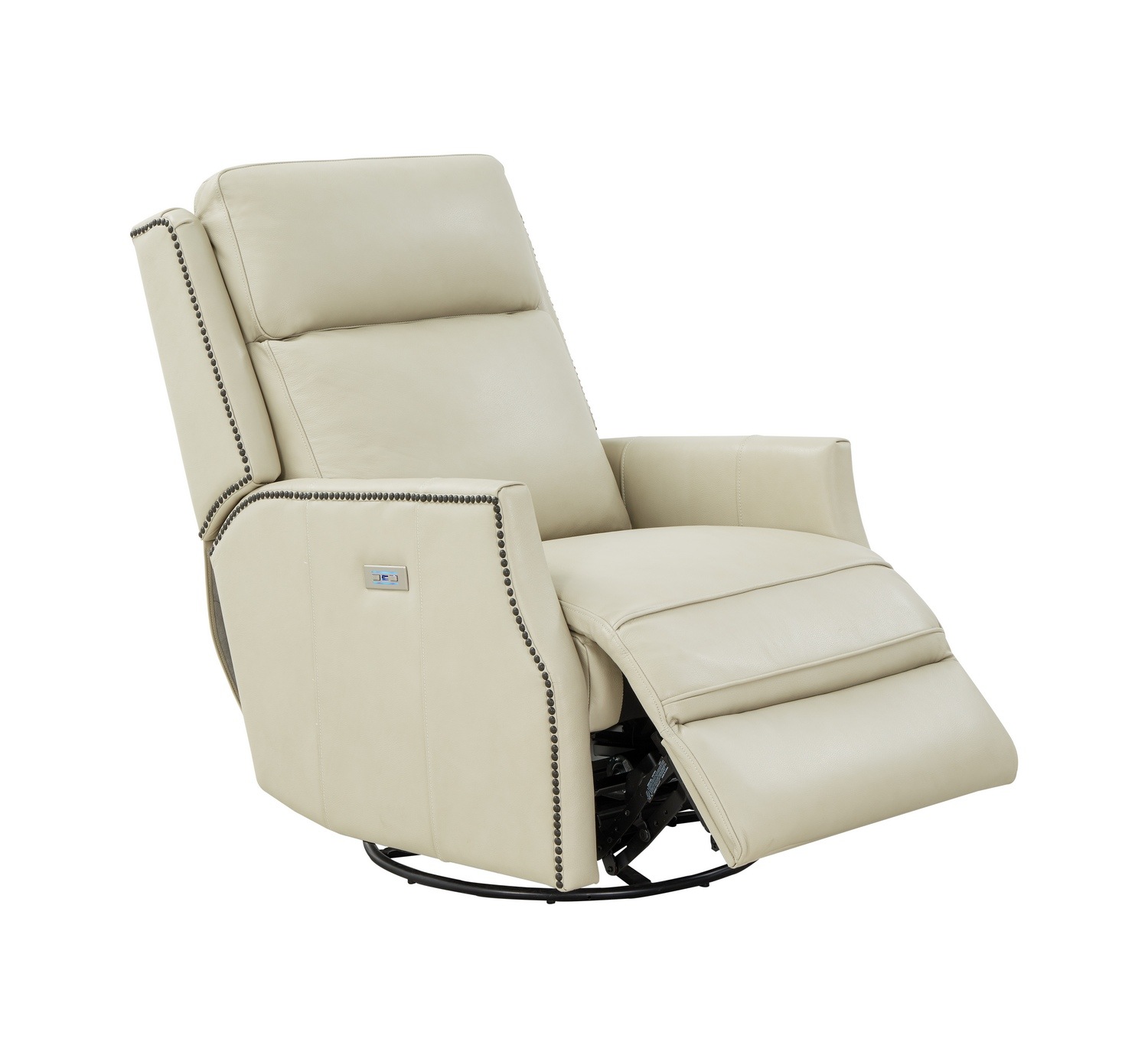 Barcalounger Cavill Swivel Glider Recliner Chair with Power Recline and Power Head Rest - Barone Parchment/All Leather