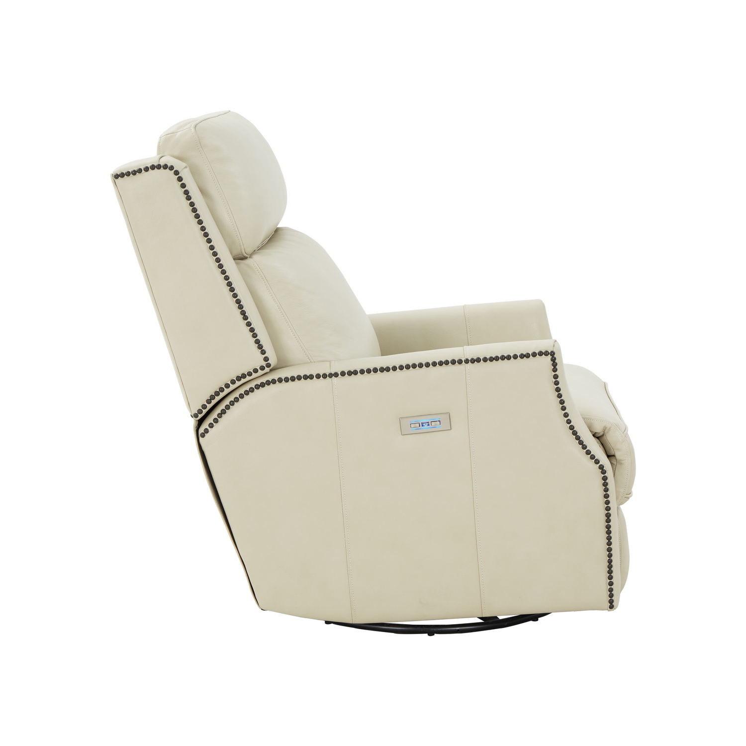 Barcalounger Cavill Swivel Glider Recliner Chair with Power Recline and Power Head Rest - Barone Parchment/All Leather