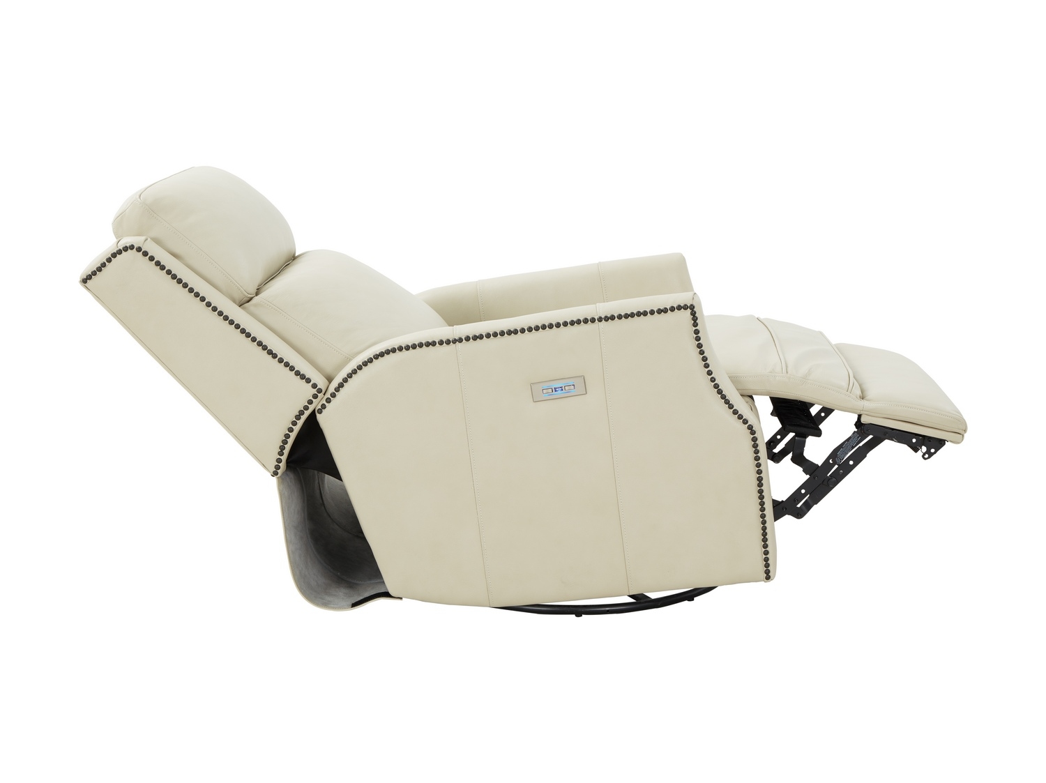 Barcalounger Cavill Swivel Glider Recliner Chair with Power Recline and Power Head Rest - Barone Parchment/All Leather