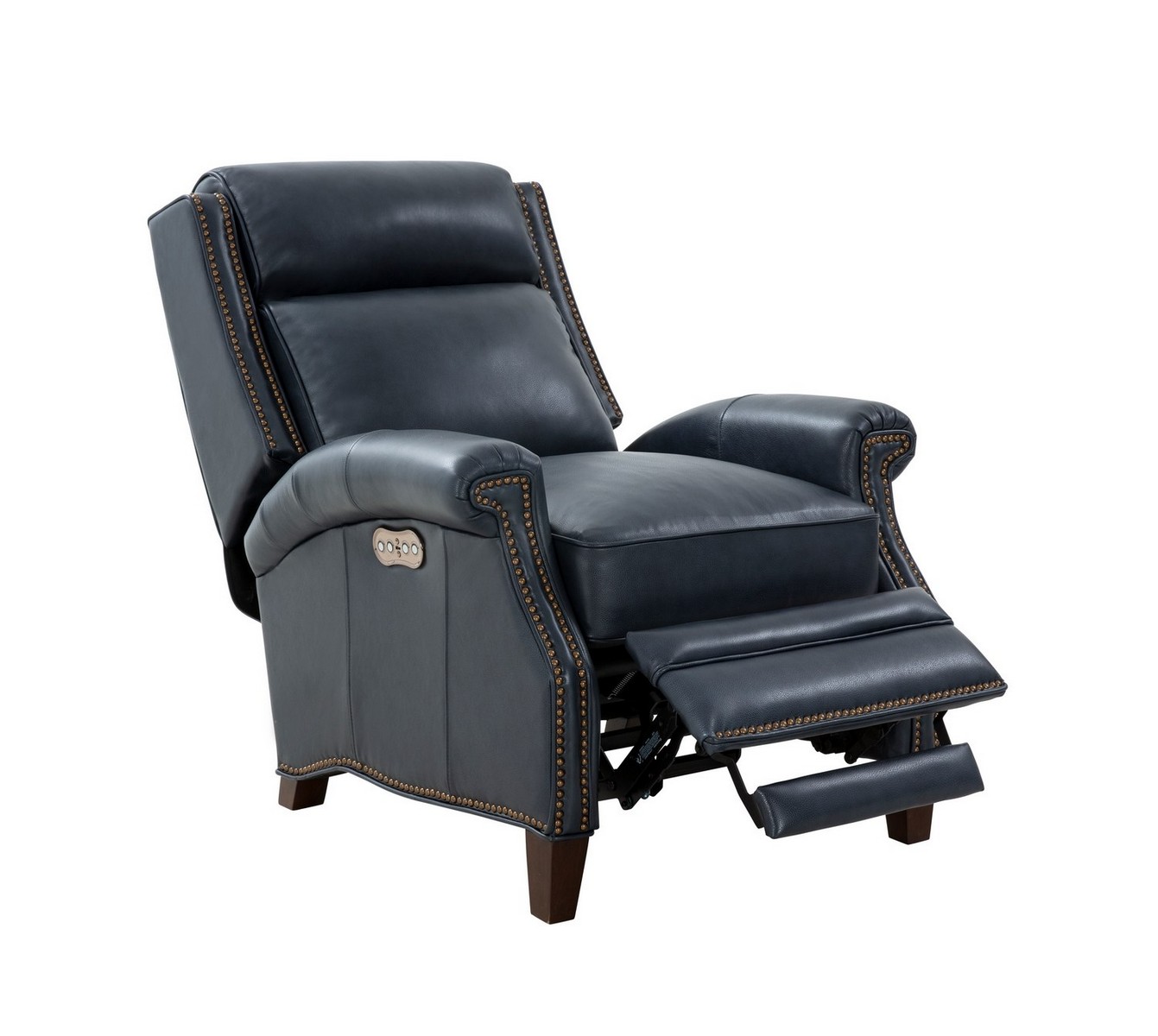 Barcalounger Barrett Power Recliner Chair with Power Head Rest - Barone Navy Blue/All Leather