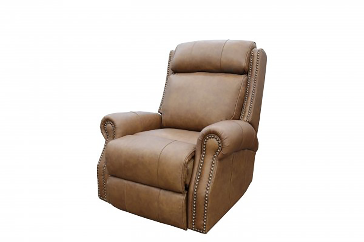 Barcalounger Blair Big and Tall Power Recliner Chair with Power Head Rest - Rustic Bourbon/All Top Rain Leather
