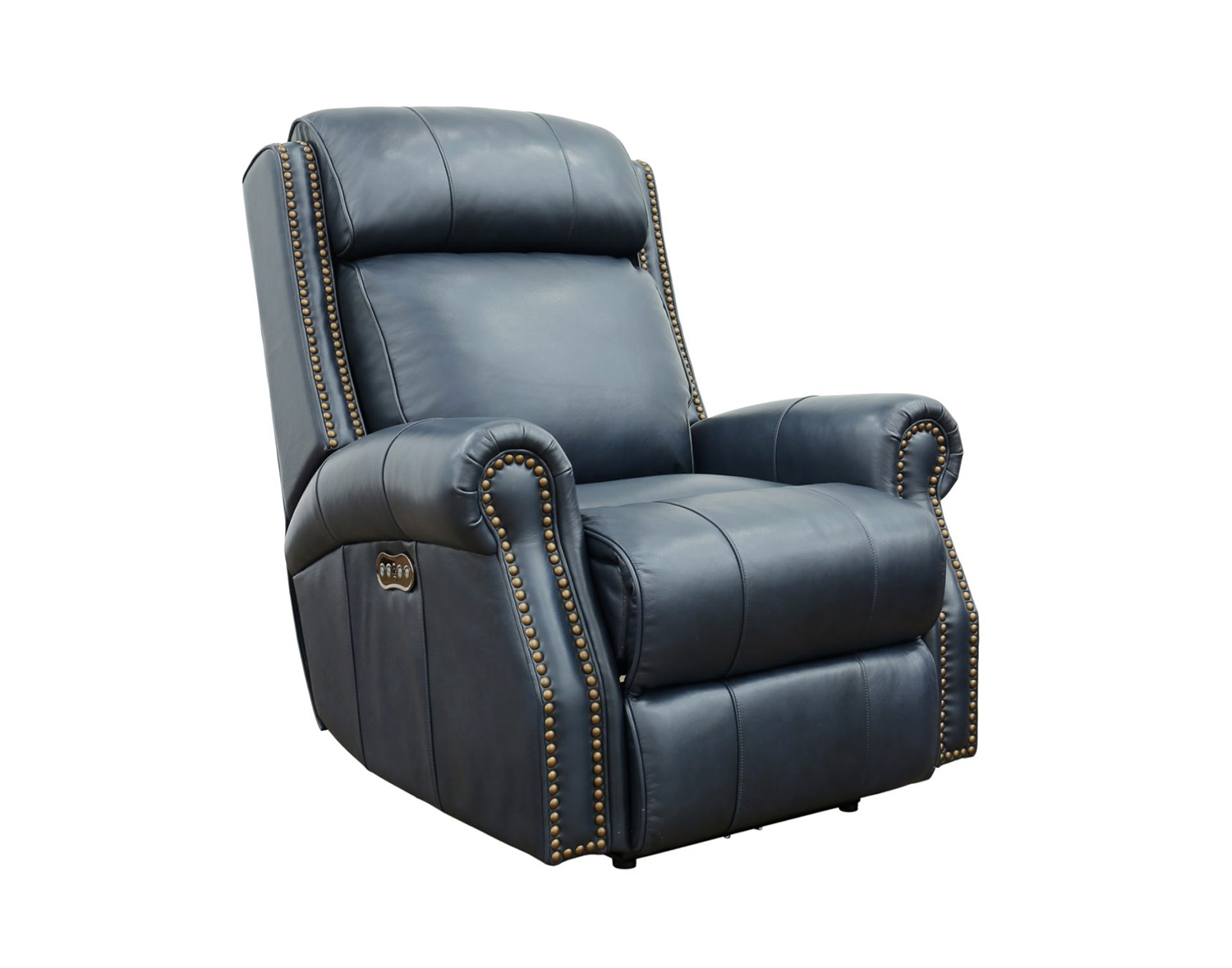 Barcalounger Blair Big and Tall Power Recliner Chair with Power Head Rest - Shoreham Blue/all leather