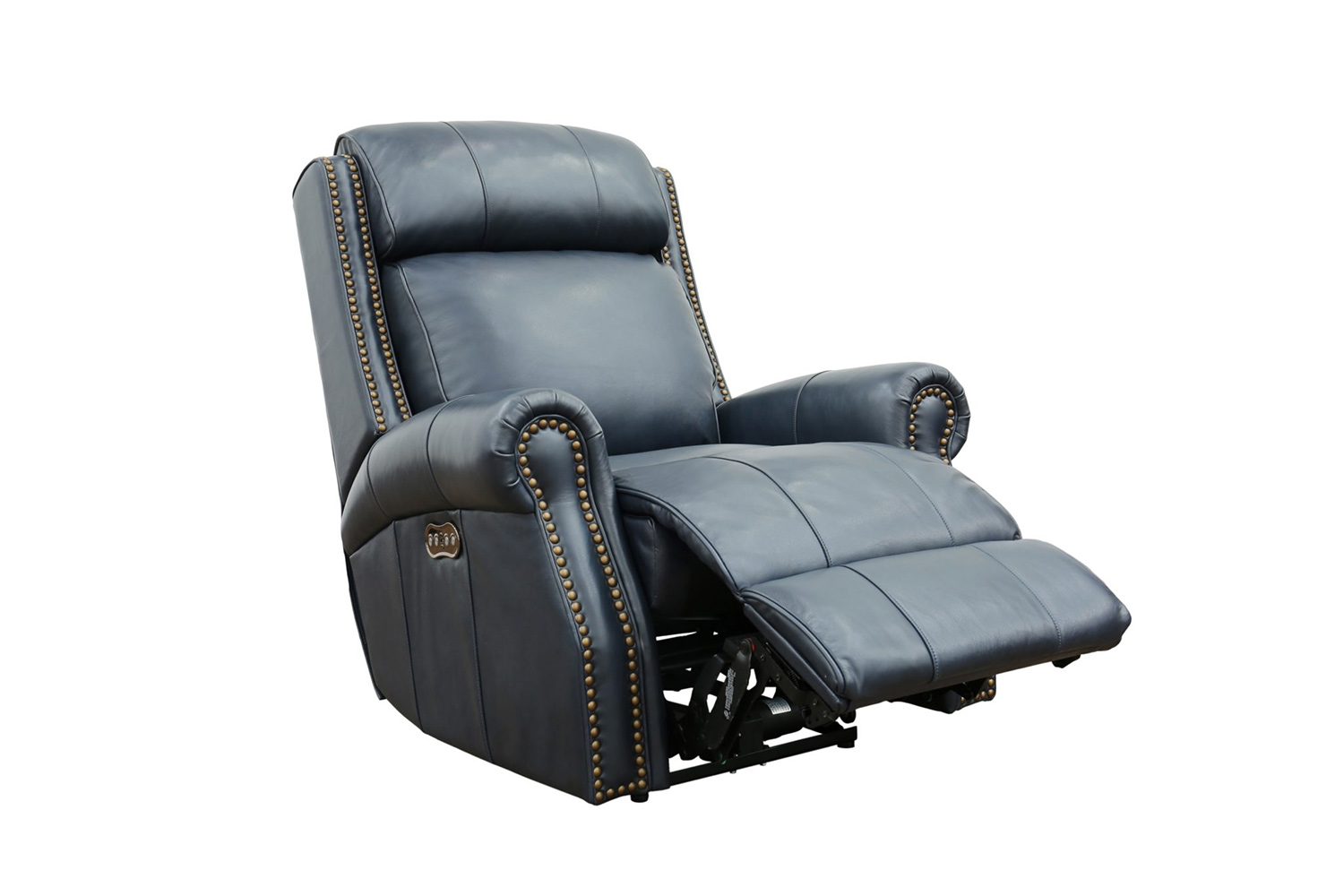 Barcalounger Blair Big and Tall Power Recliner Chair with Power Head Rest - Shoreham Blue/all leather