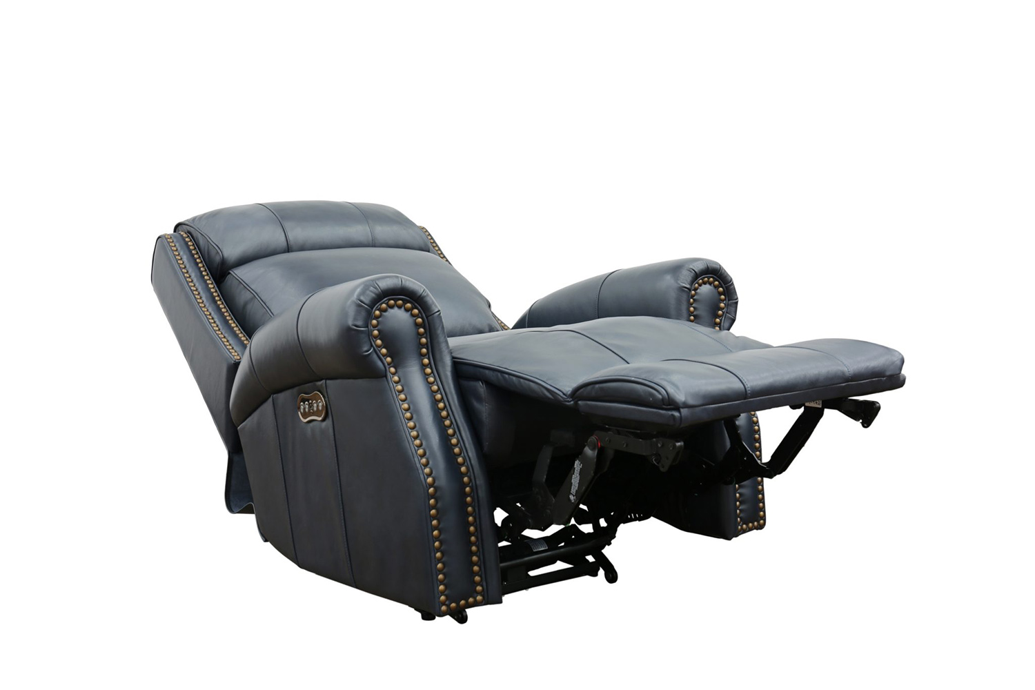 Barcalounger Blair Big and Tall Power Recliner Chair with Power Head Rest - Shoreham Blue/all leather