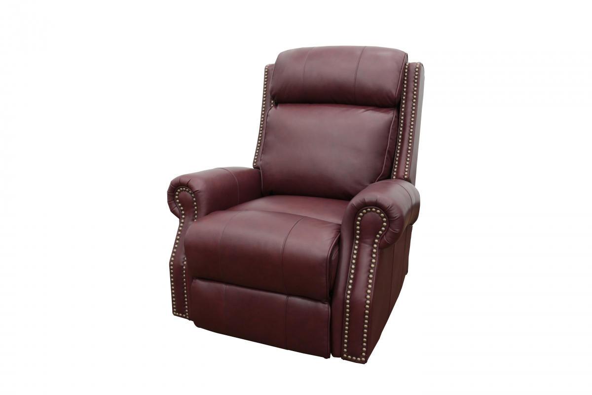 Barcalounger Blair Big and Tall Power Recliner Chair with Power Head Rest - Shoreham Wine/All Leather