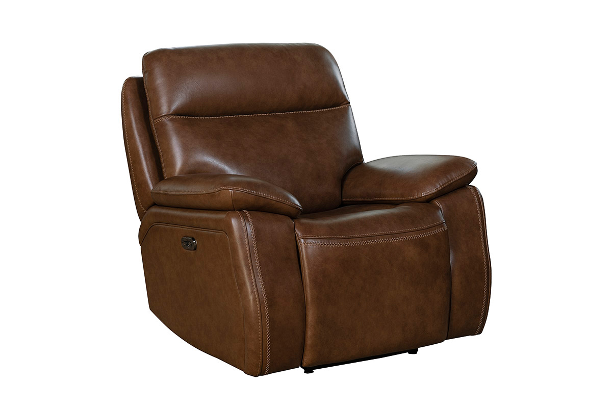 Barcalounger Micah Power Recliner Chair with Power Head Rest - Misha Chestnut/Leather Match